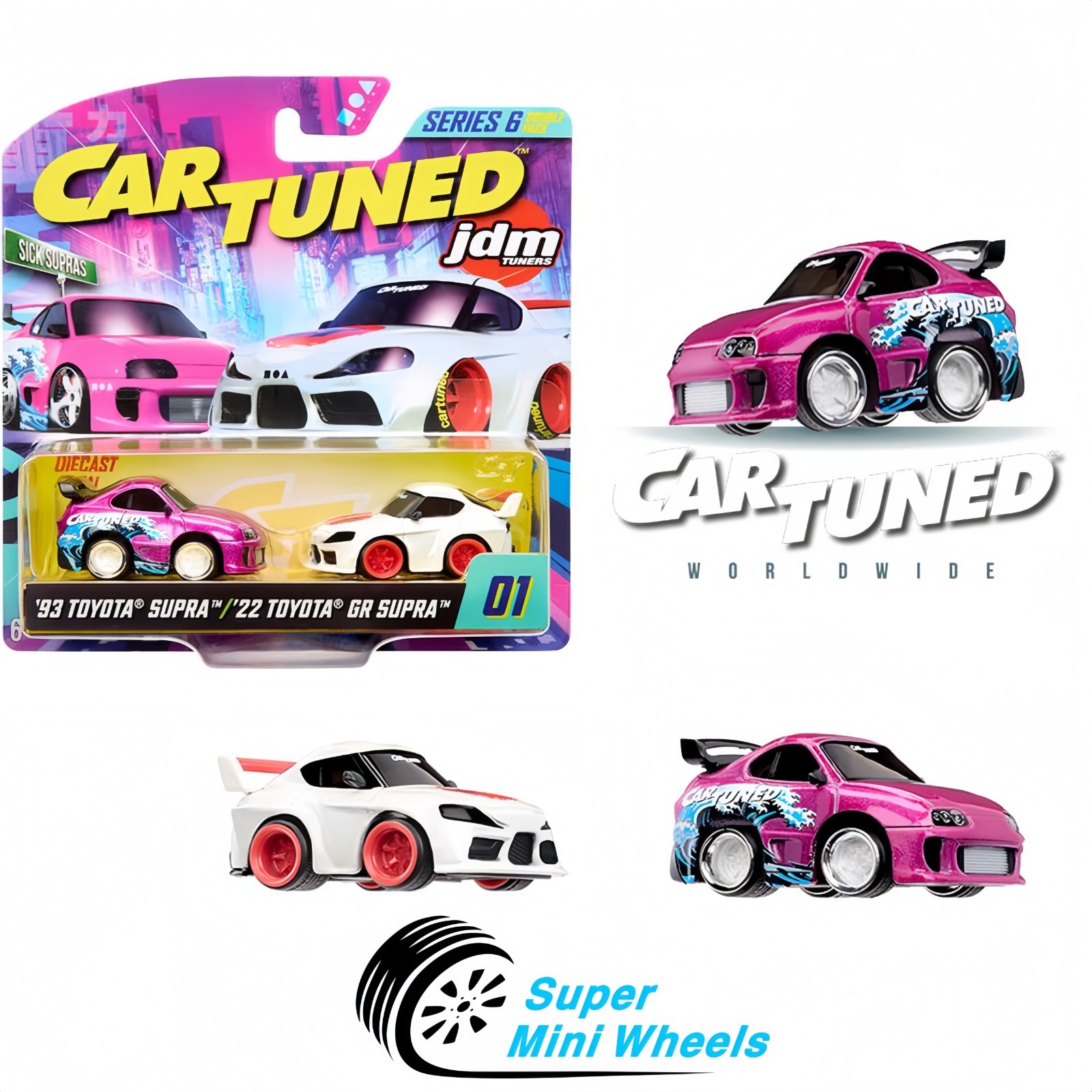 CarTuned 1:64 2-Pack Series 6 JDM Sick Supras 1993 Toyota Supra & 2022 GR Supra