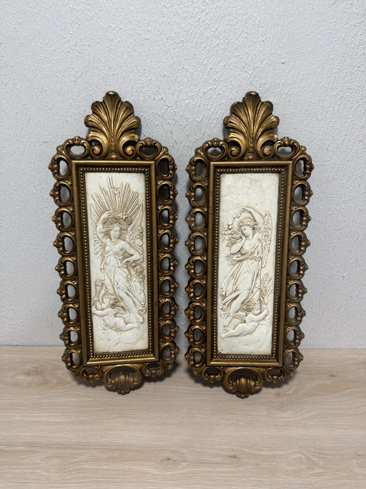 Vintage Homco Dart Set of 2 Angels and Cherubs 7410 Wall Art MCM DECOR USA Made Vintage Homco Dart Set of 2 Angels and Cherubs 7410 Wall Art MCM DECOR USA Made