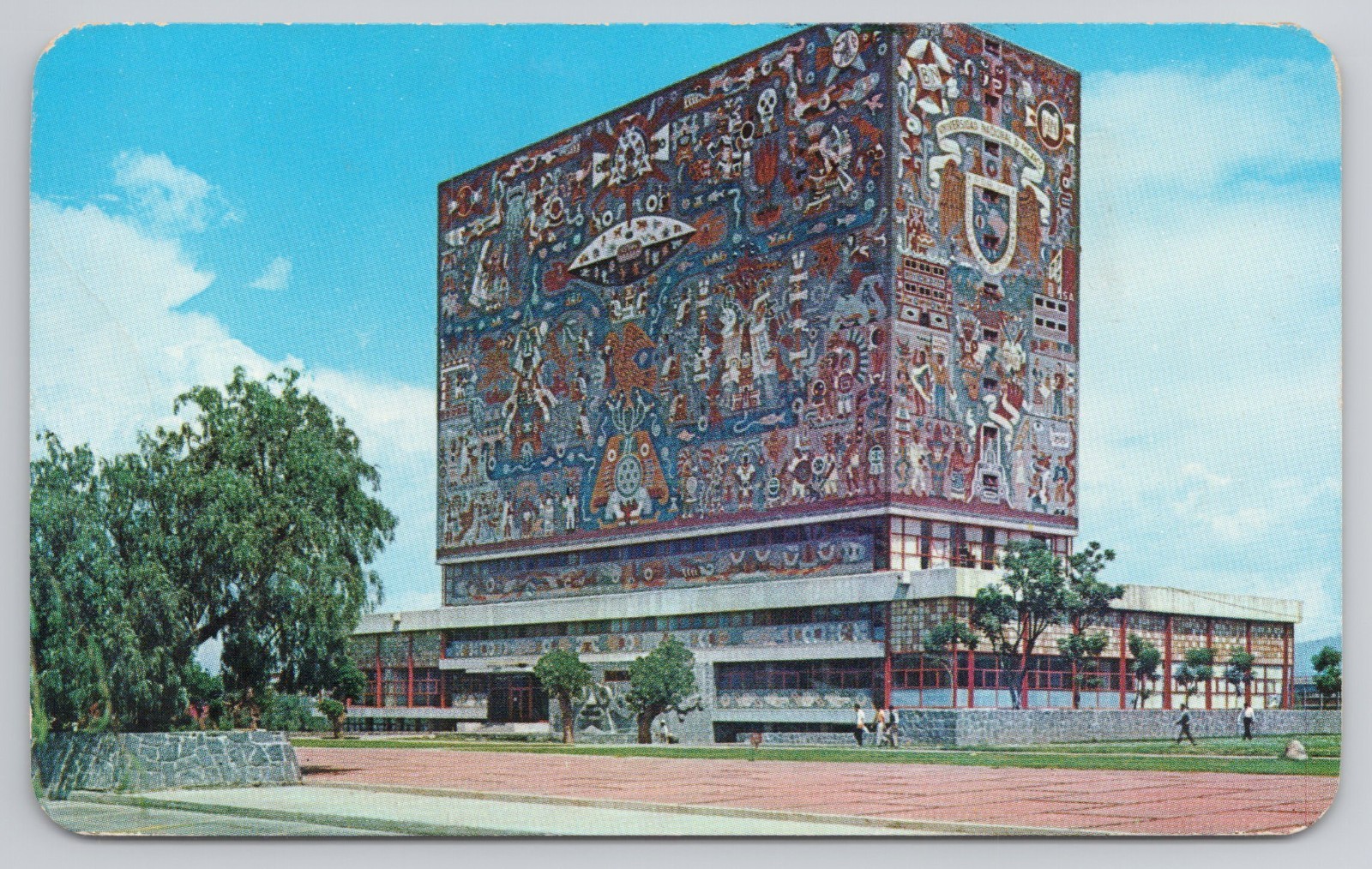 Vintage UNAM Central Library Juan O Gorman Stone Mural Mexico City Postcard 1984 Vintage UNAM Central Library Juan O Gorman Stone Mural Mexico City Postcard 1984