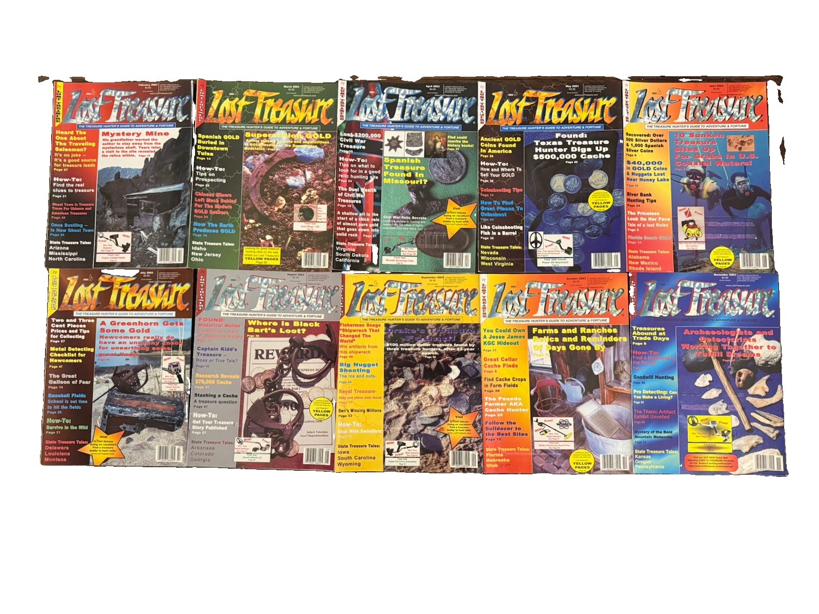 Lost Treasure Magazine 2003 Lot Of 10 Vintage Treasure Hunting Magazines