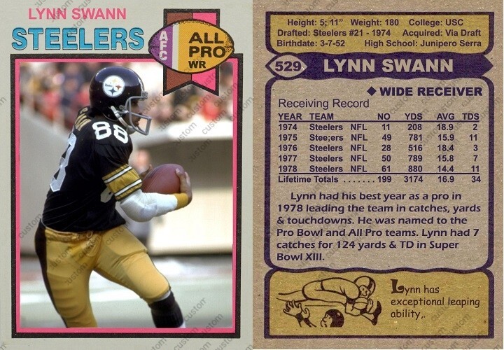 Lynn Swann 1979 Custom Card Pittsburgh Steelers HOF