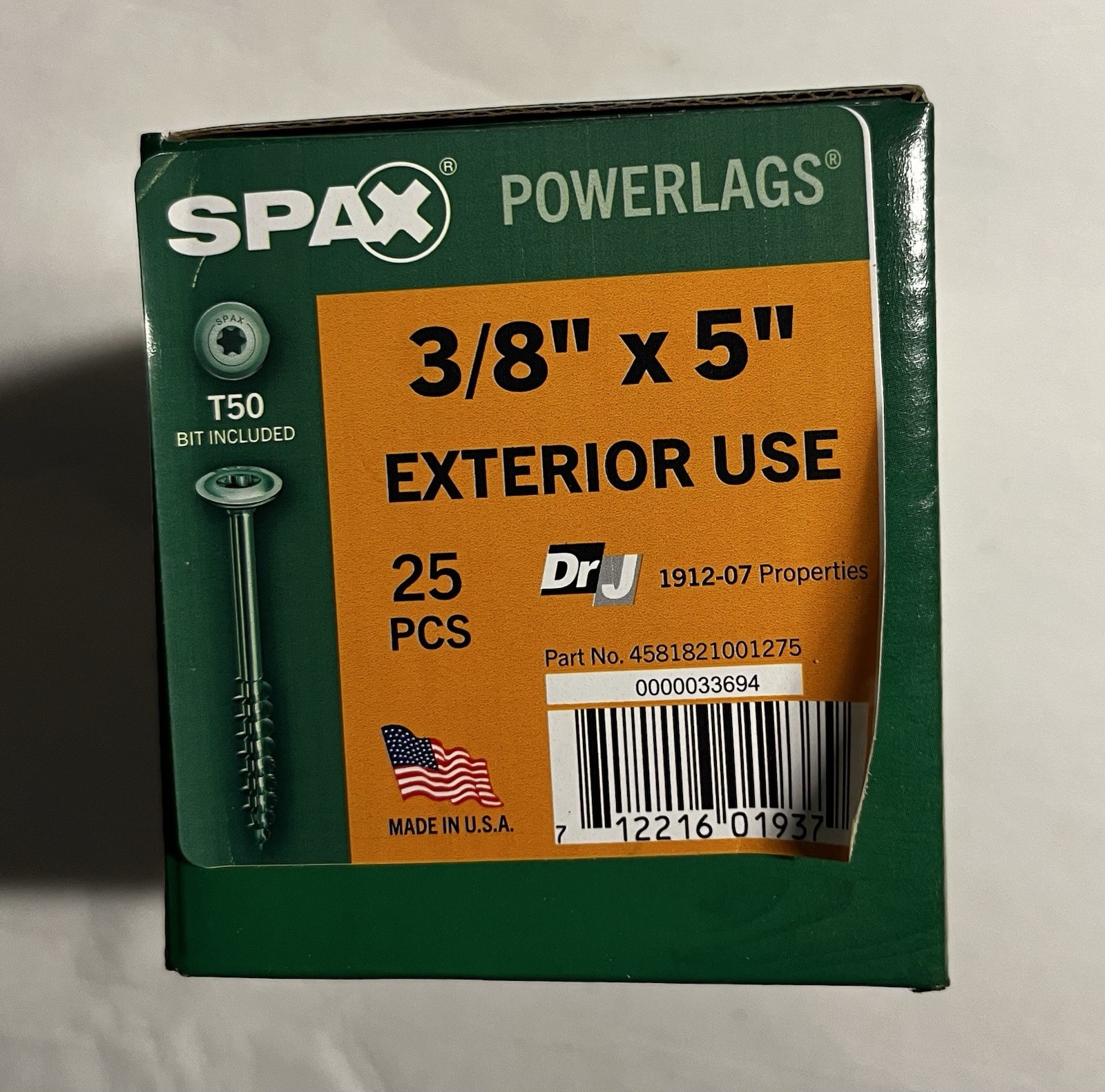 SPAX PowerLags 3/8 x 5 Exterior Structural Wood Screws T50 25 Pack HCR SPAX PowerLags 3/8 x 5 Exterior Structural Wood Screws T50 25 Pack HCR