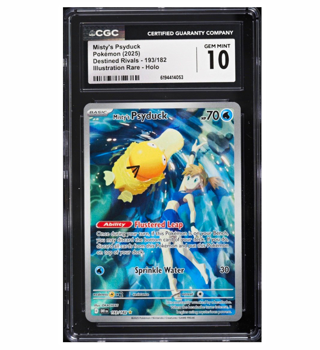 CGC 10 Misty’s Psyduck 193/182 Sv10 Destined Rivals Illustration Rare Holo CGC 10 Misty’s Psyduck 193/182 Sv10 Destined Rivals Illustration Rare Holo
