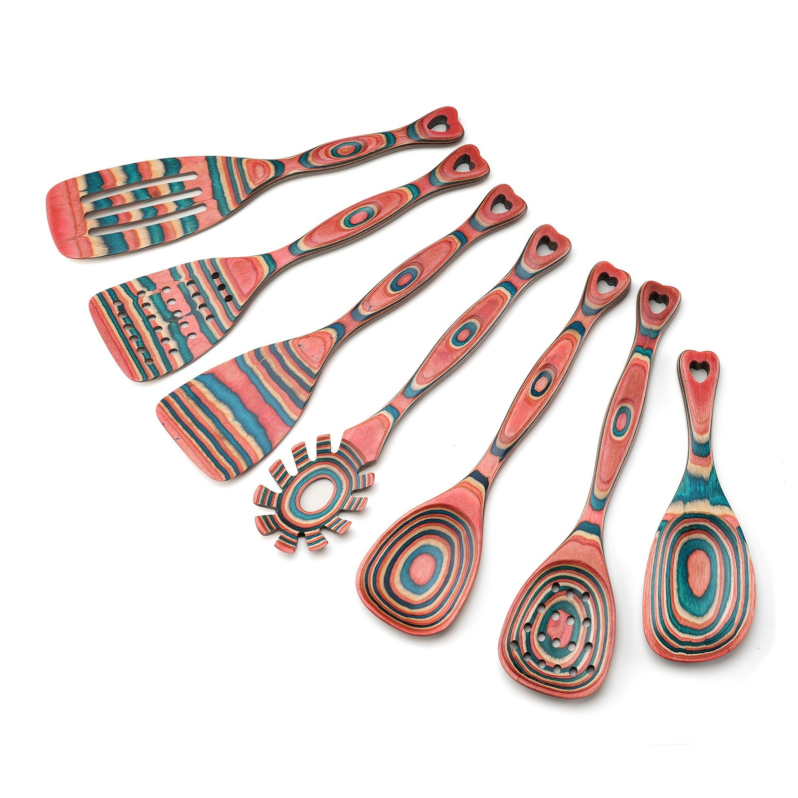 Pakkawood 7-Piece Wooden Cooking Utensils, Wooden Spoons for Cooking, Wooden Ute Pakkawood 7-Piece Wooden Cooking Utensils, Wooden Spoons for Cooking, Wooden Ute