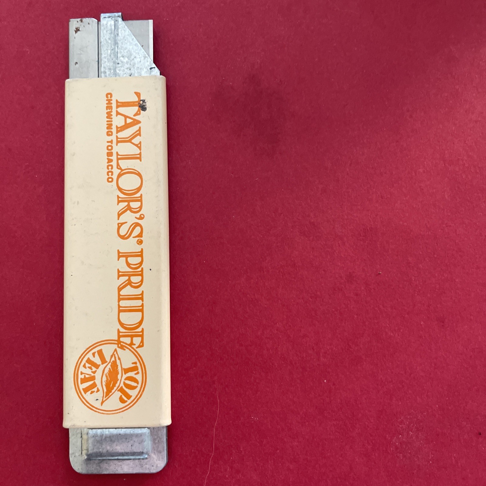 Vintage Taylor's Pride Chewing Tobacco Top Leaf Box Cutter Collectible Knife