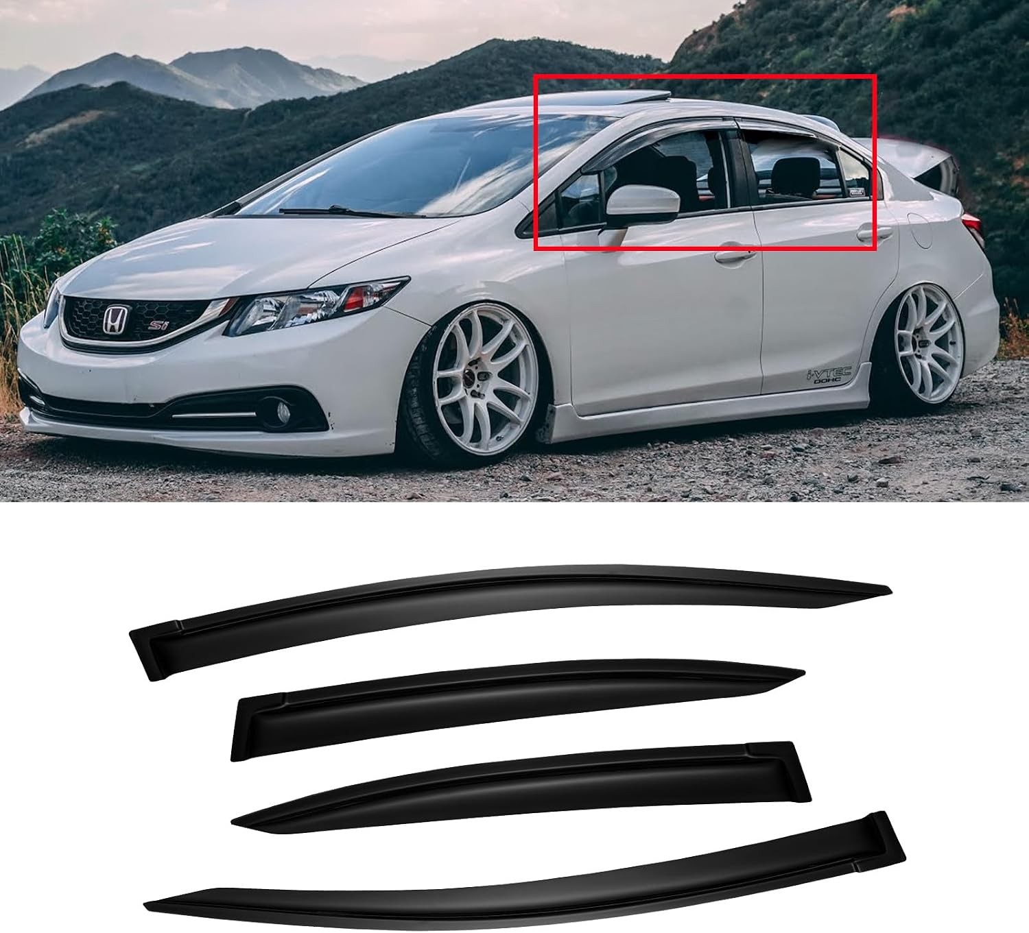 Deflectores Ventana Protector Contra Lluvia Para Honda Civic 2012 2013 2014 2015