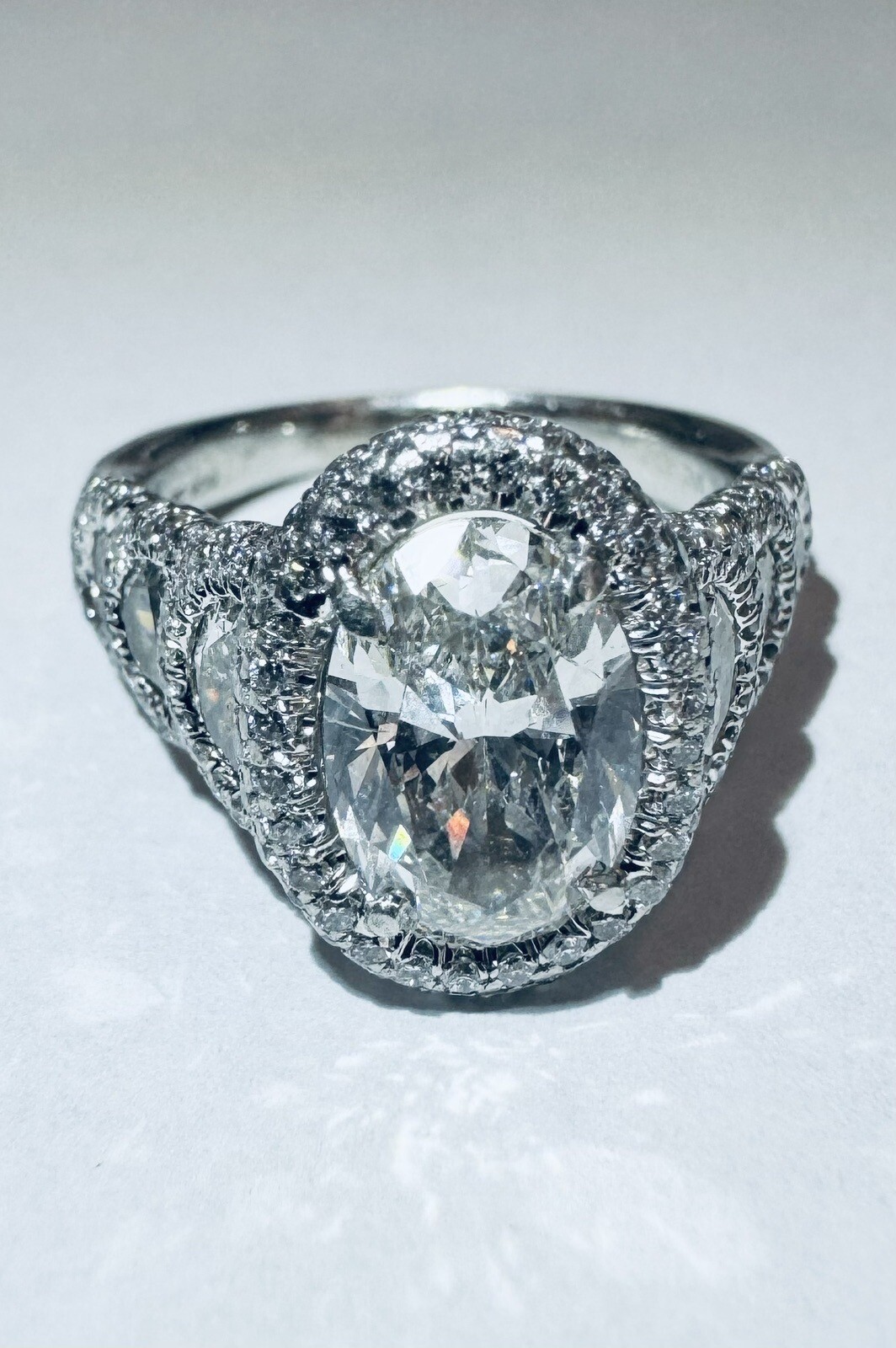 JB Star Platinum Diamond Ring 2.02 CT w/ 6 Half Moon Diamonds 1.44 CT JB Star Platinum Diamond Ring 2.02 CT w/ 6 Half Moon Diamonds 1.44 CT