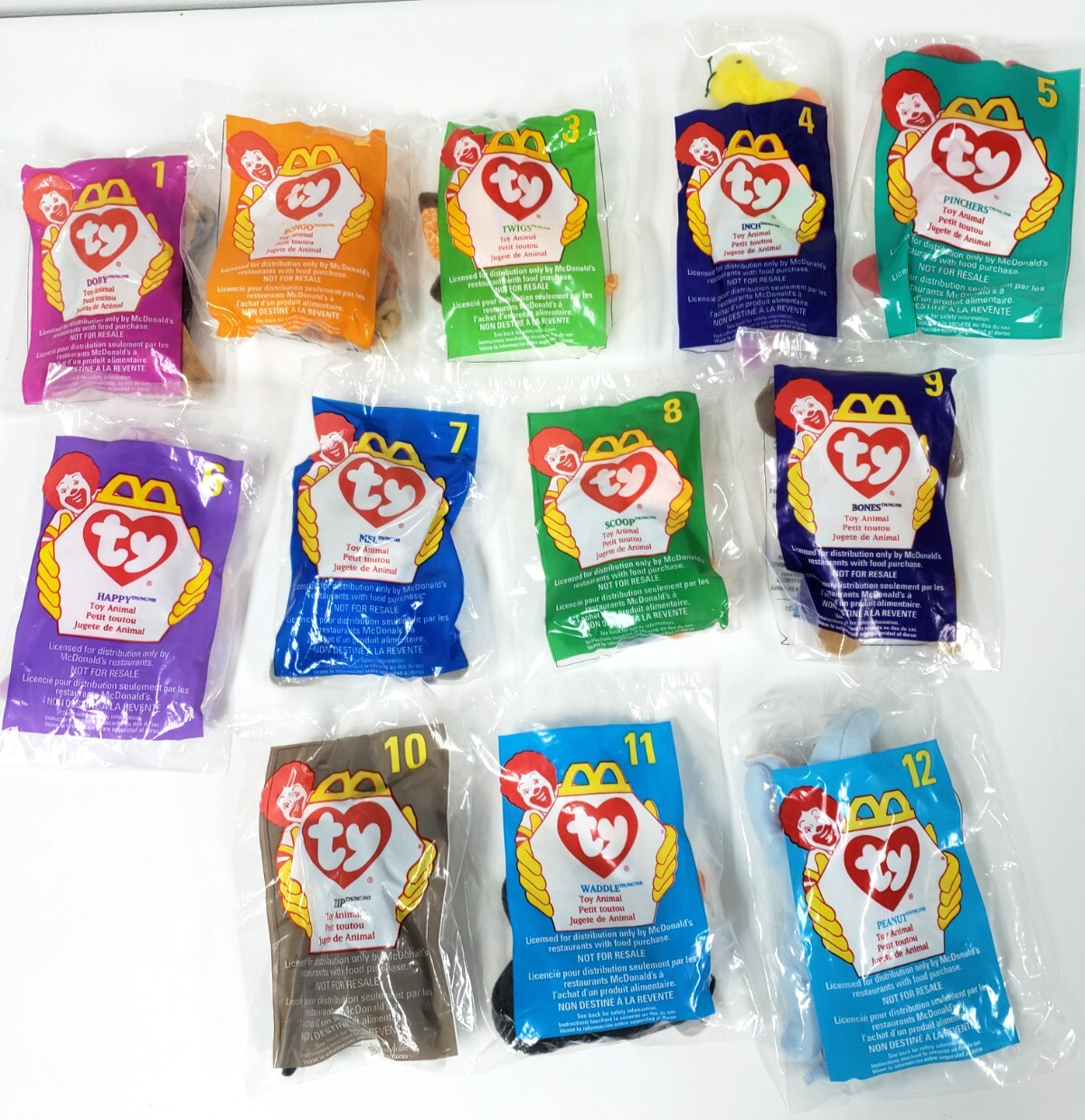 12  McDonald’s TY Teenie Beanie Babies COMPLETE SET - SEALED 1998 VINTAGE