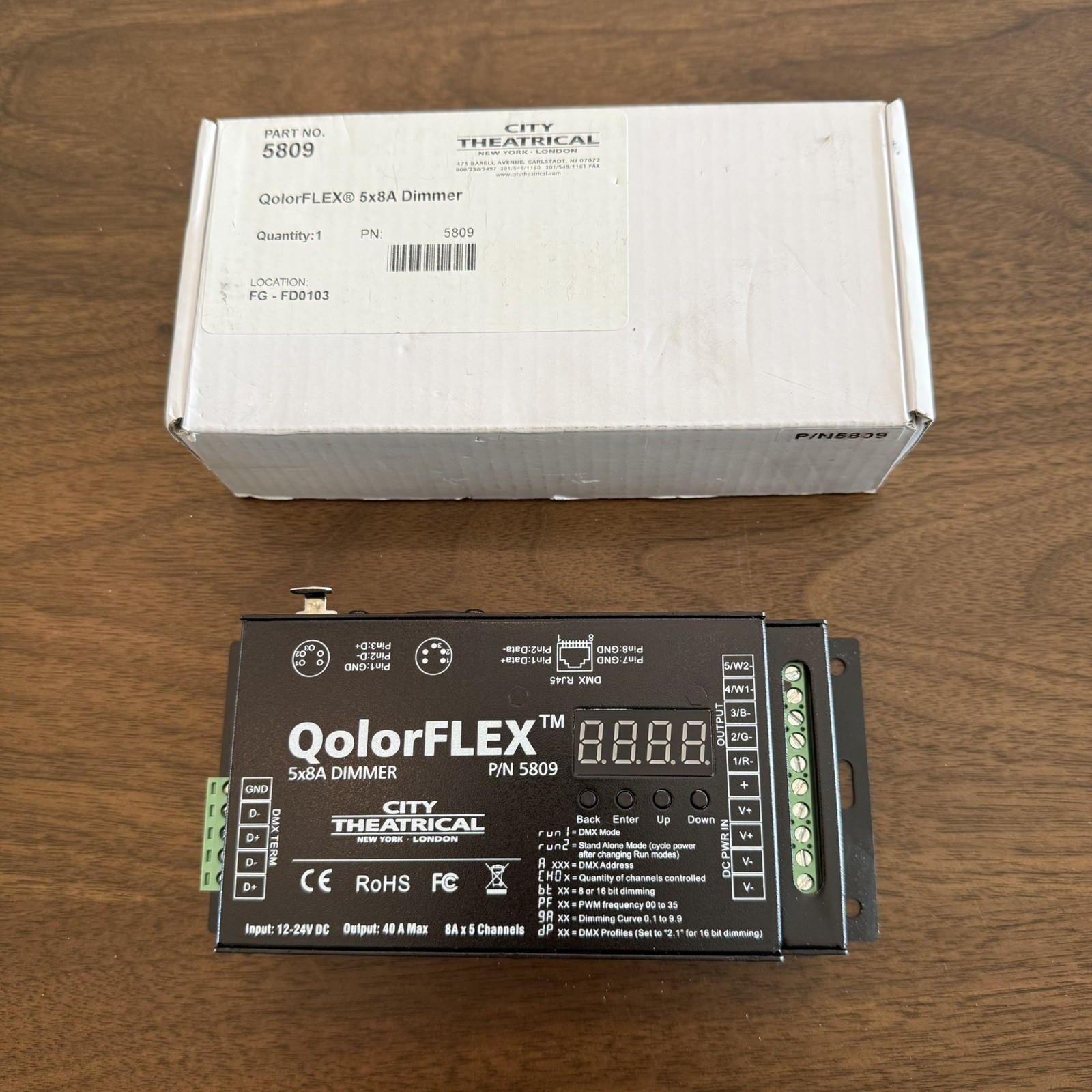 City Theatrical QolorFlex 5x8A Dimmer Part # 5809 - DMX LED Controller RGBW City Theatrical QolorFlex 5x8A Dimmer Part # 5809 - DMX LED Controller RGBW