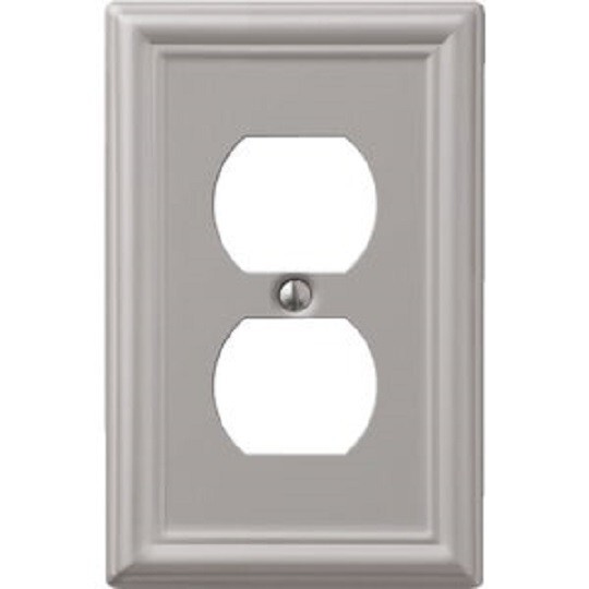 24-Amerelle Chelsea 1-Gang Stamped Steel Outlet Wall Plate Brushed Nickel 149DBN 24-Amerelle Chelsea 1-Gang Stamped Steel Outlet Wall Plate Brushed Nickel 149DBN