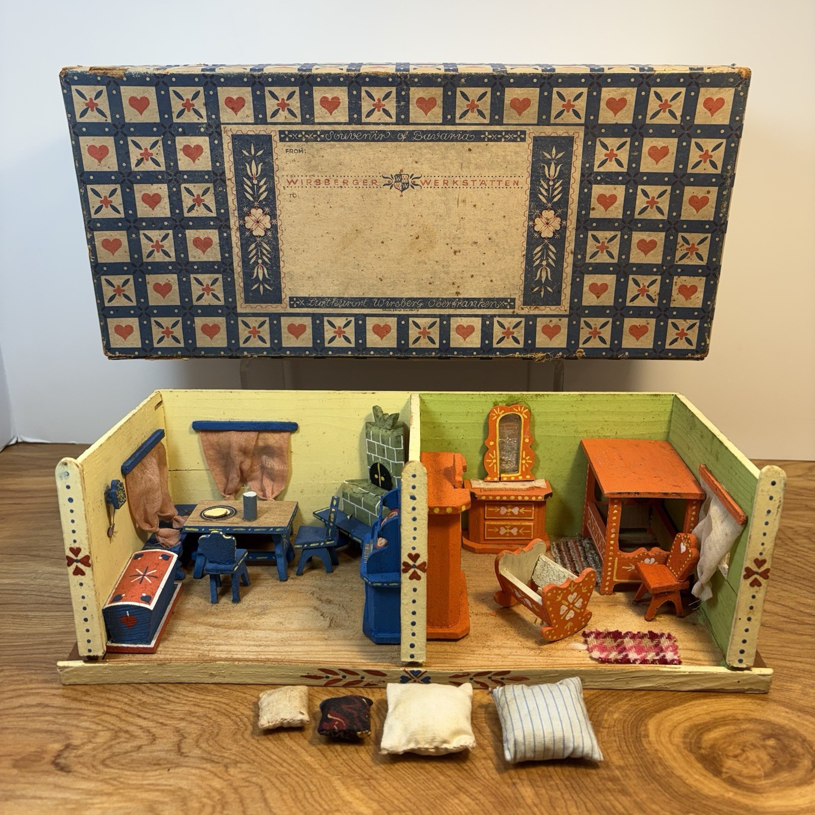 Vtg U.S. Zone German Bavarian Wirsberger Mini Doll Box House In Original Box 40s