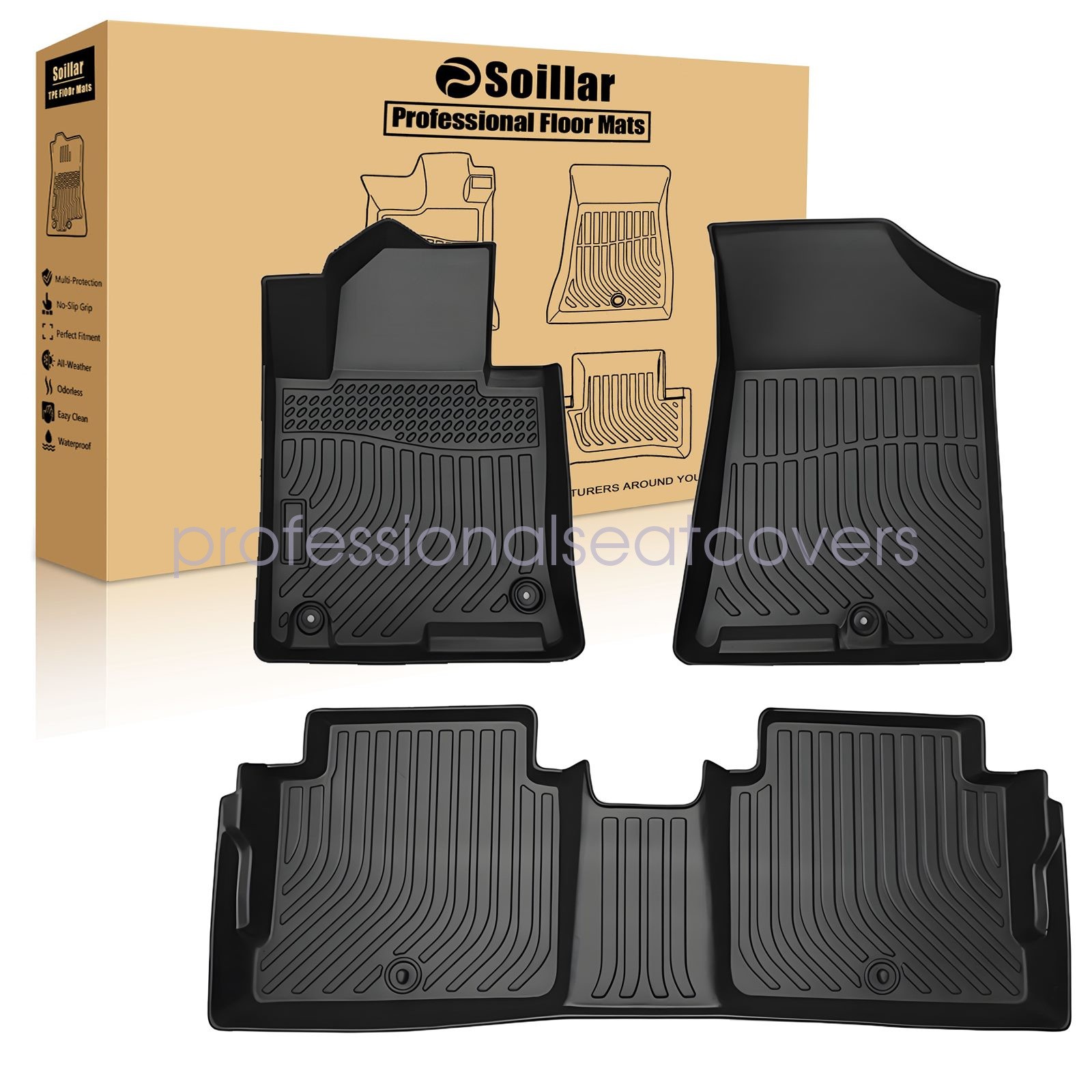 Fits 2016-2020 Kia Optima 2015-2019 Hyundai Sonata TPE 3D Floor Mats Liner Set