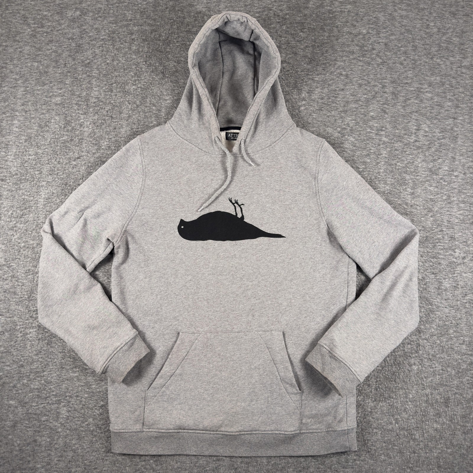 Vintage Atticus Hoodie Sweatshirt Mens Large Gray Fleece Lined Dead Bird Y2K