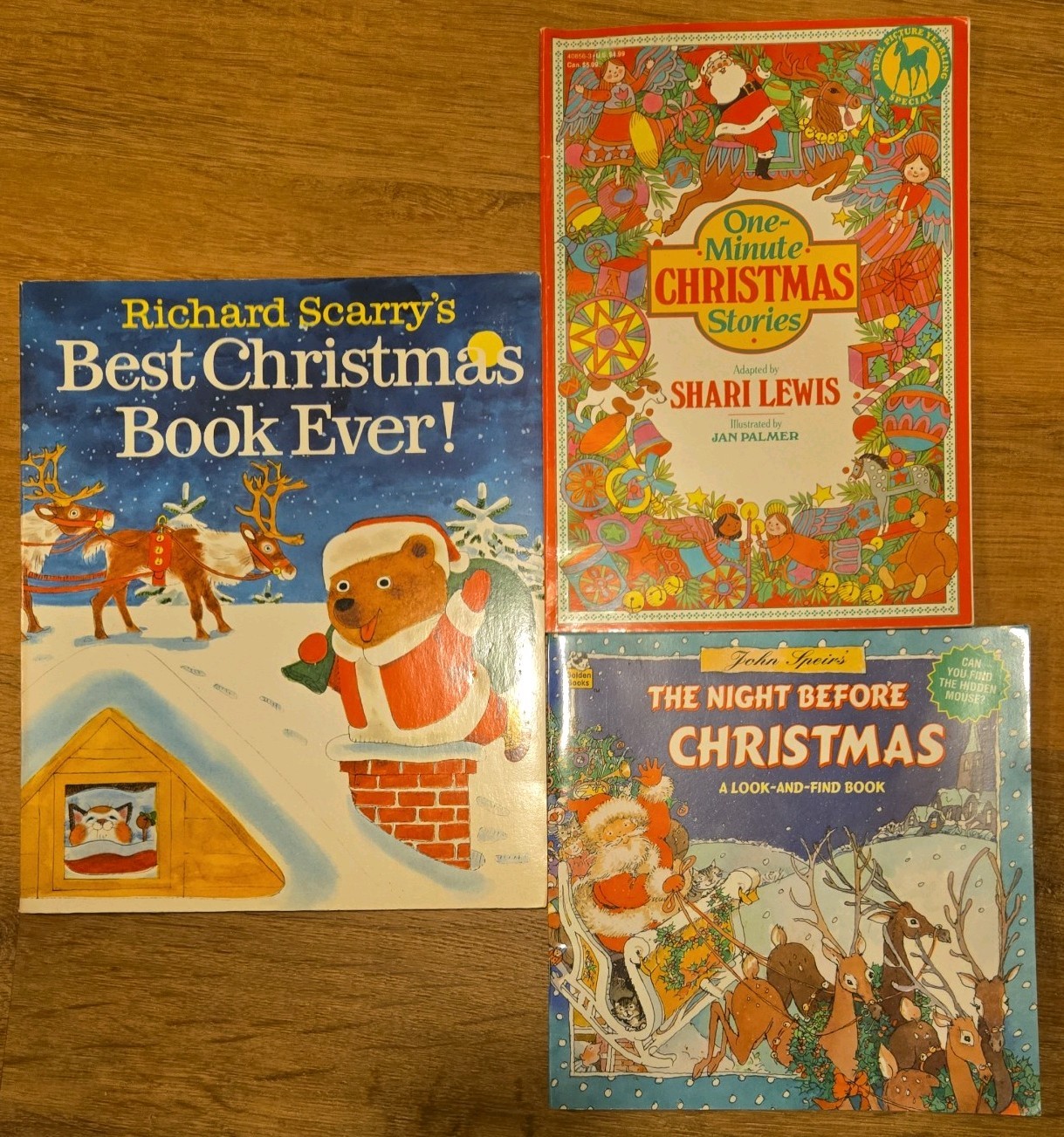 VTG Illustrated Christmas Childrens Book Lot - Richard Scarry, Shari Lewis, Look