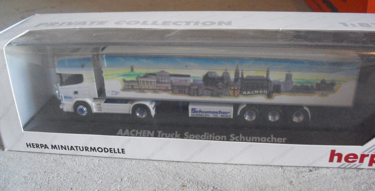 RARE Herpa Private HO 1/87 Scania Aachen Schumacher Tractor Trailer Truck NIB RARE Herpa Private HO 1/87 Scania Aachen Schumacher Tractor Trailer Truck NIB