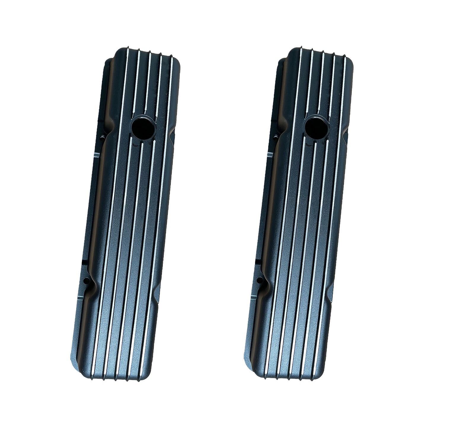 Vintage Small Block Chevy Finned Aluminum Short Valve Covers SBC 305 350 400