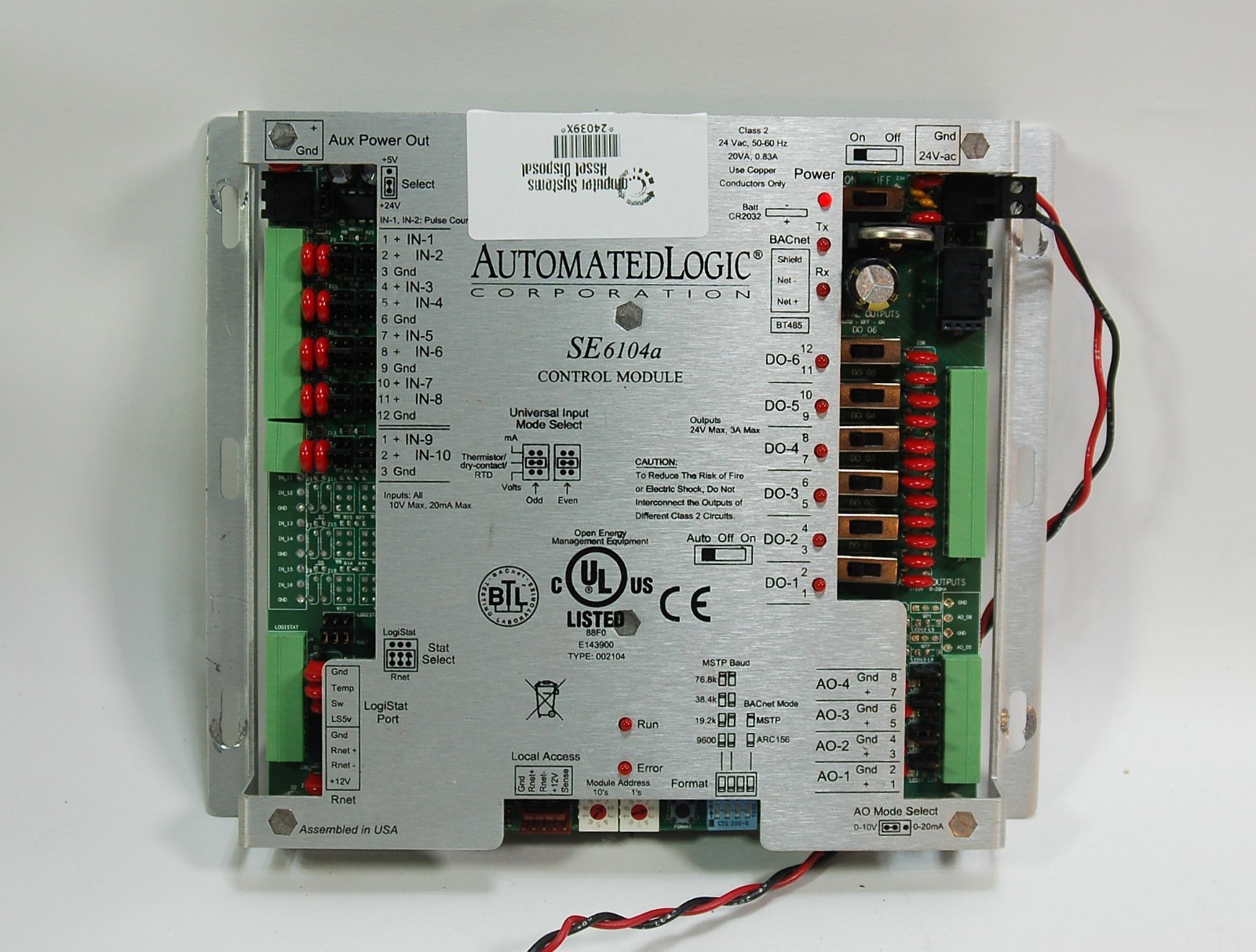 Automated Logic SE6104A Control Module BACnet
