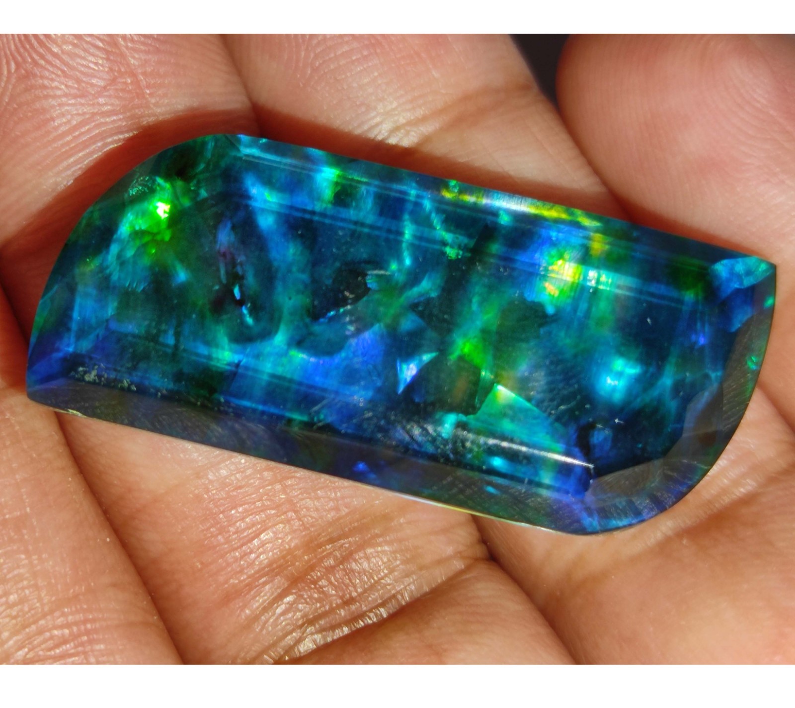 Natural  Ammolite Fancy Cut Opal-Like Organic Loose Doublet Gemstone 31.35 Ct A+