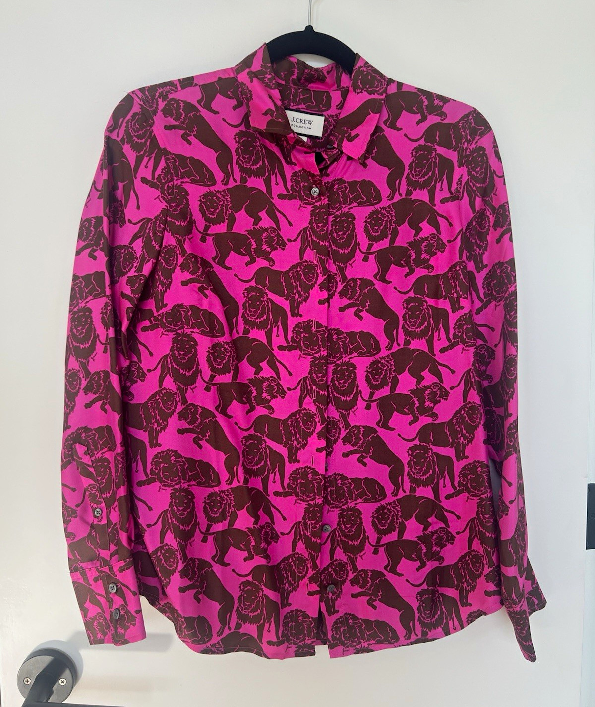 J.Crew Collection Pink Brown Animal Print Collared Long Sleeve Button-Up 2