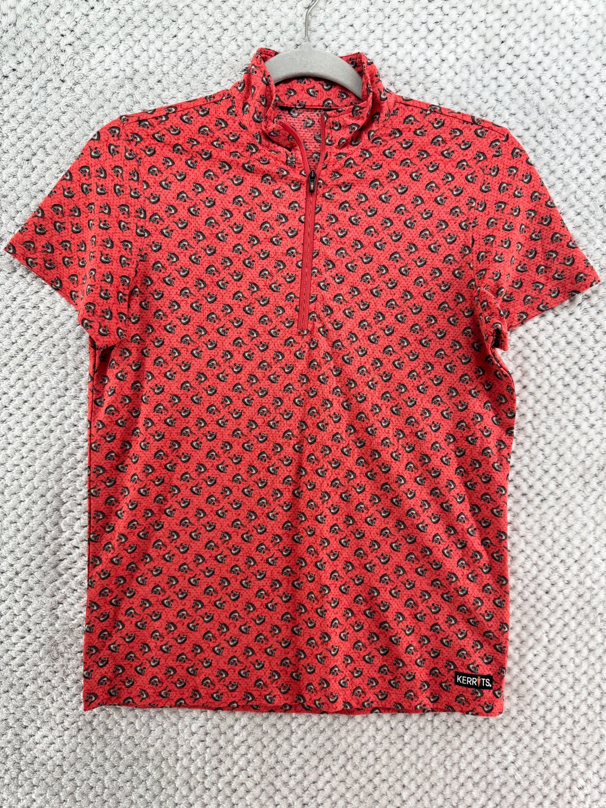 Kerrits Icefil Riding Top Women S Orange Horse Head Print Quarter Zip Equestrian Kerrits Icefil Riding Top Women S Orange Horse Head Print Quarter Zip Equestrian