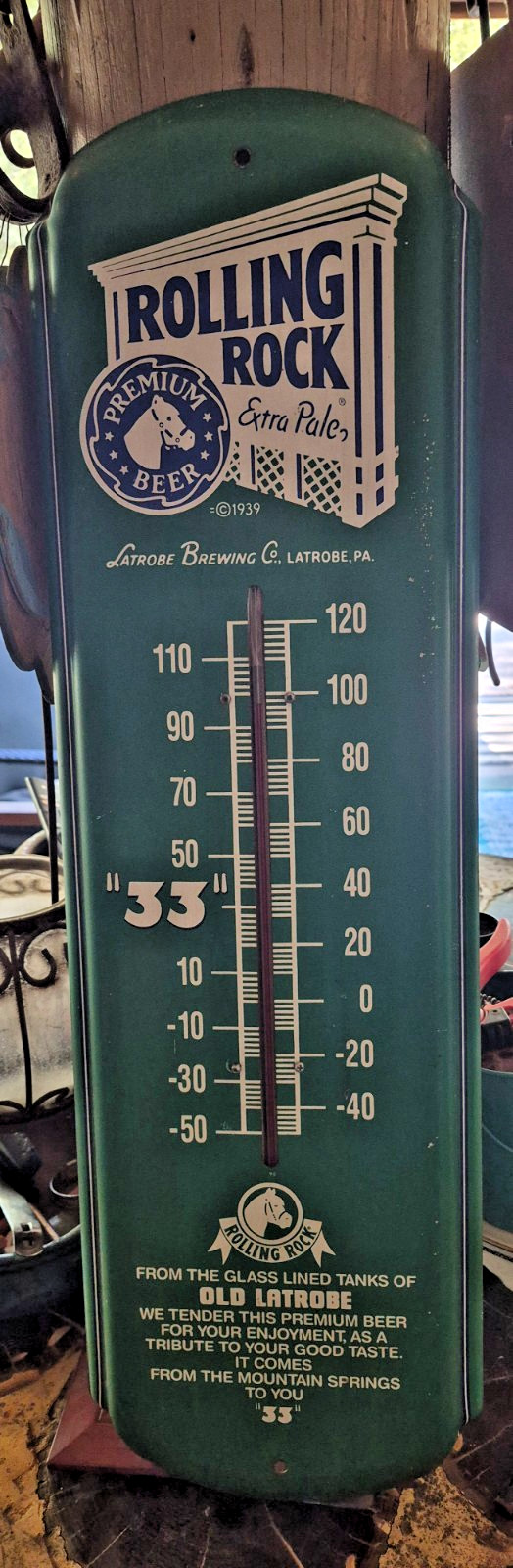 Vintage Rolling Rock Extra Pale 33 Beer Thermometer Works