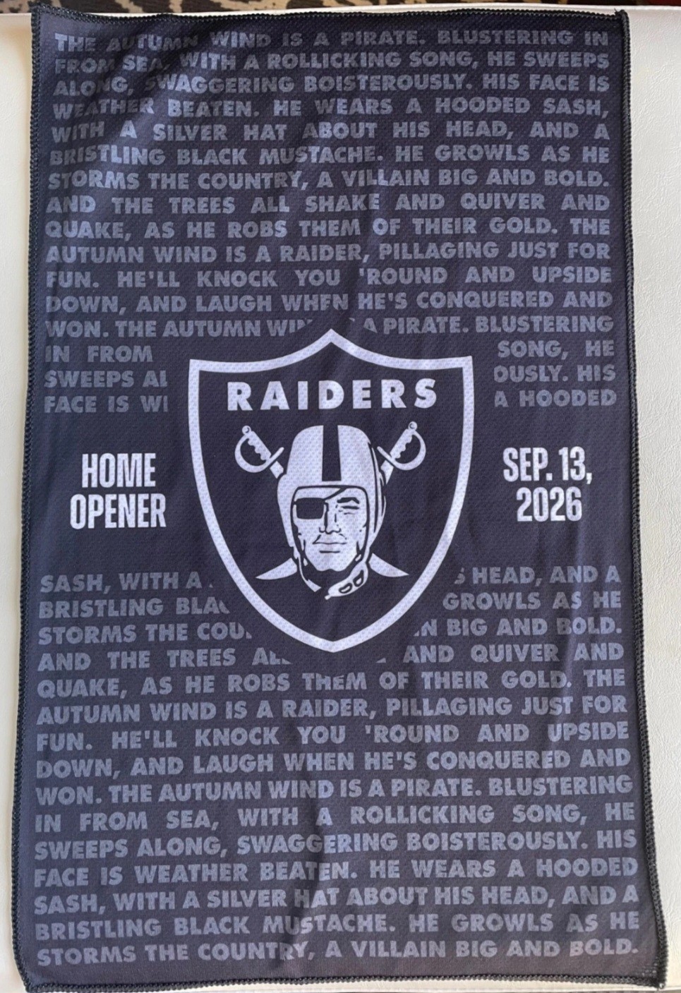 LAS VEGAS RAIDERS 2026 Home Opener Rally Towel 9/13/26 LAS VEGAS RAIDERS 2026 Home Opener Rally Towel 9/13/26