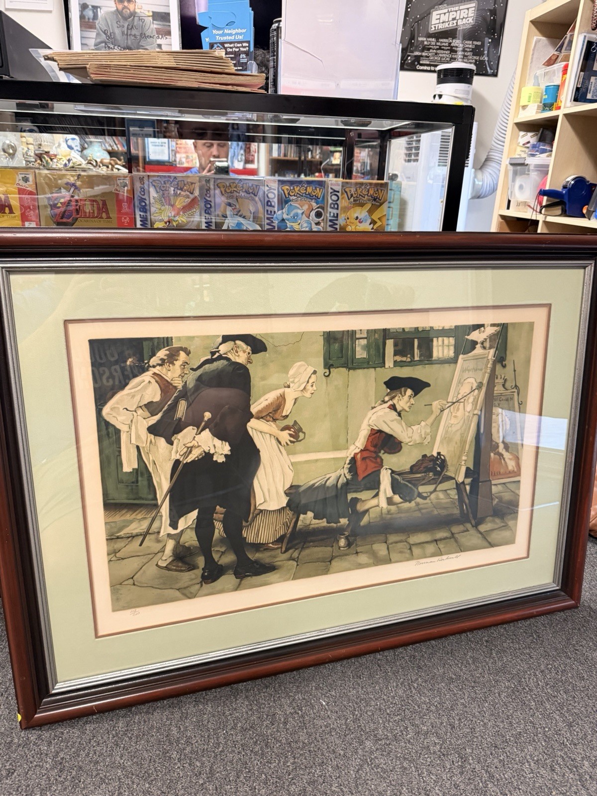 Norman Rockwell “New Tavern Sign” Pencil Signed Lithograph 112/200 Framed