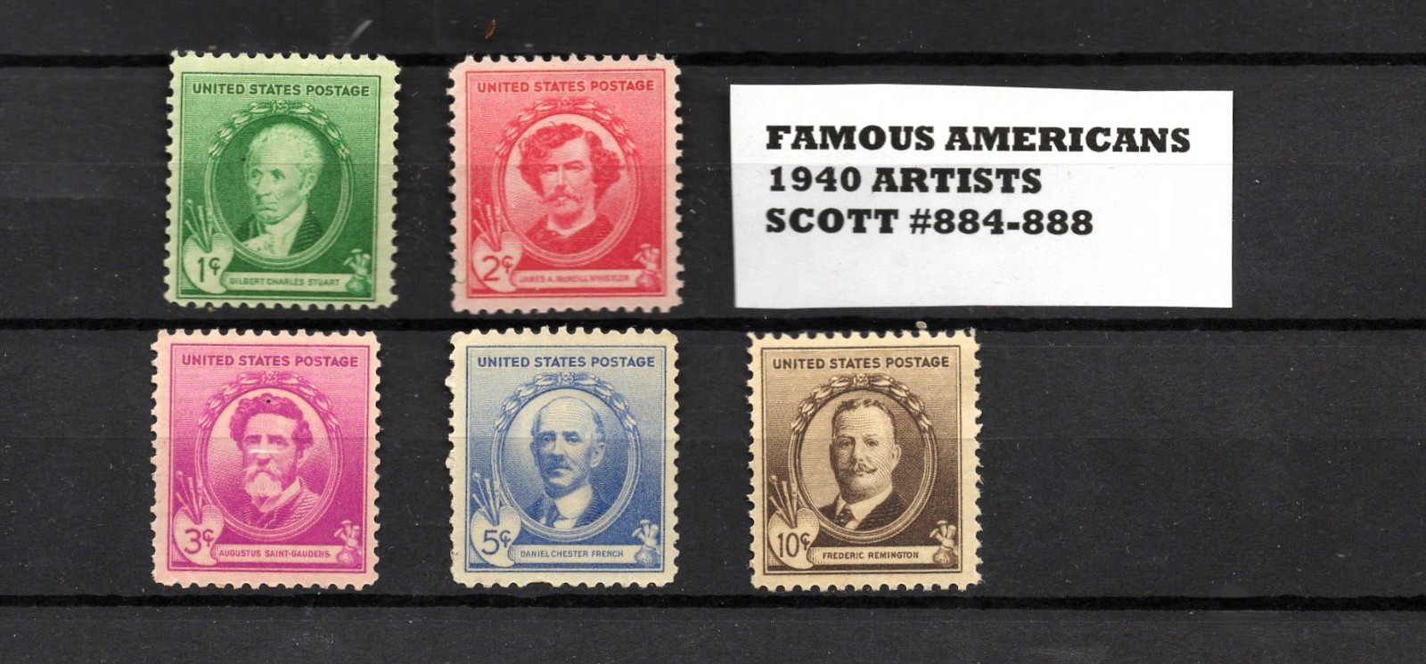 1940 US Famous American Artists Set Scott #884-888 MNH OG