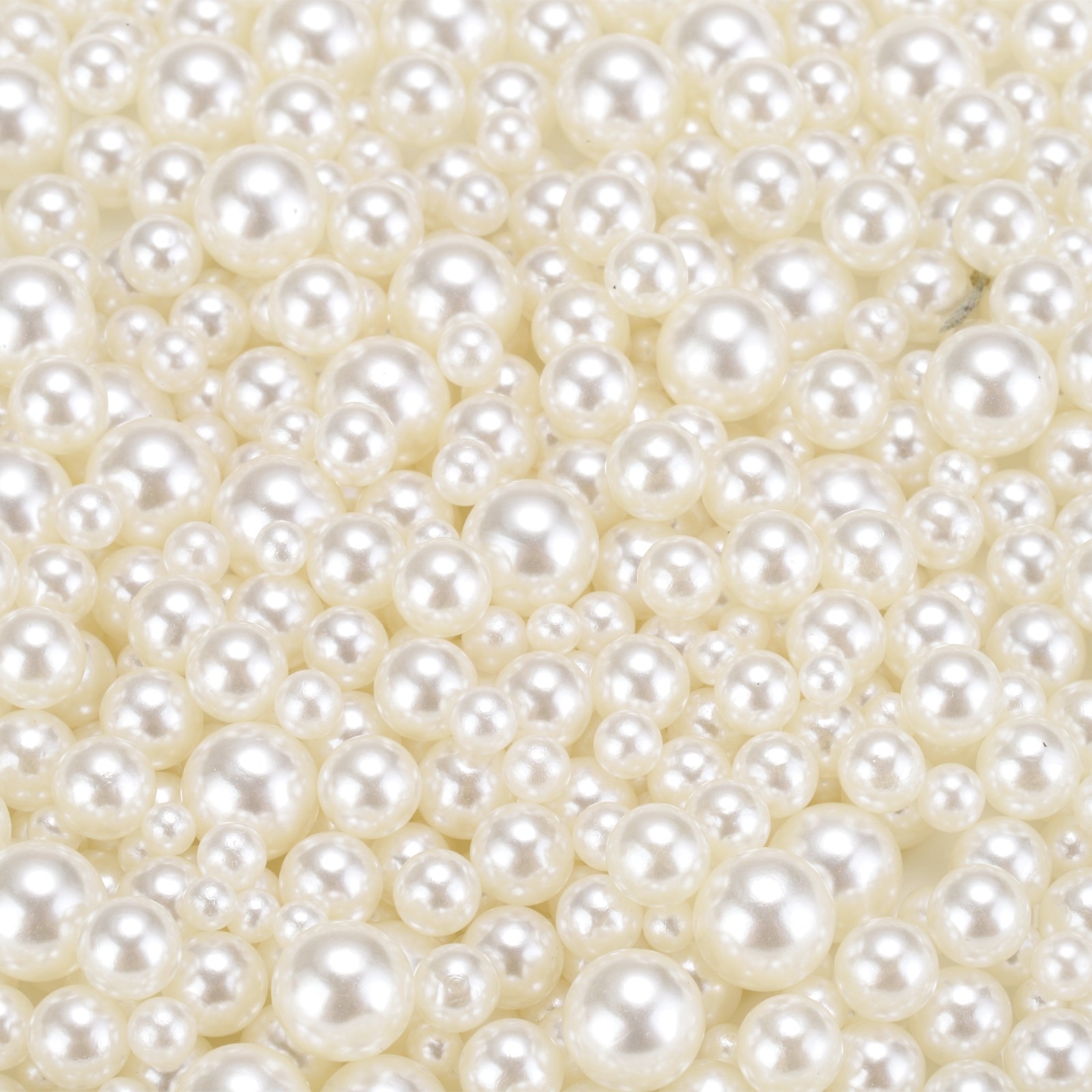 800Pcs Faux Pearl for Crafting 3-8mm No Hole ABS Round Pearls Beads Beige