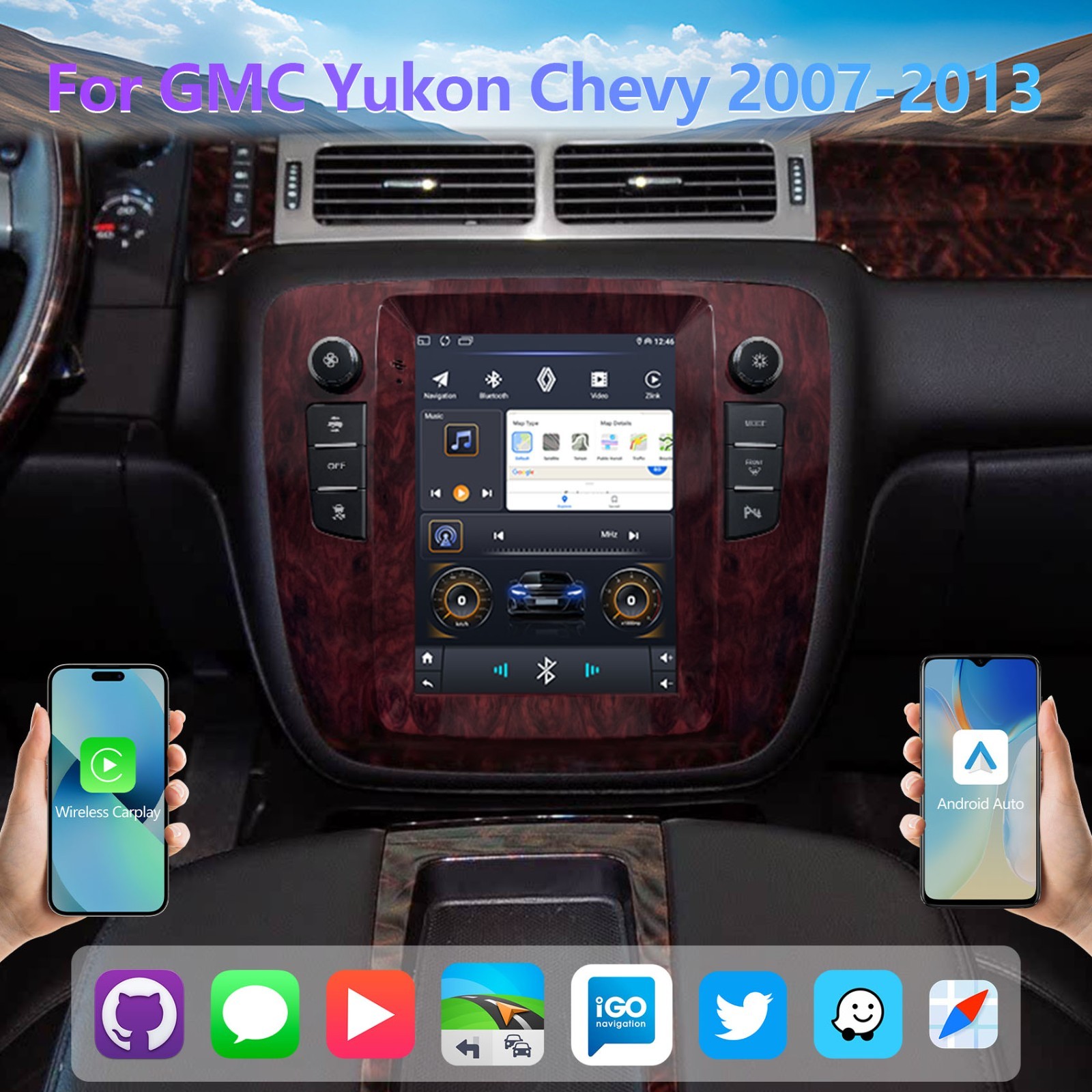 For 2007-2013 GMC Yukon Chevy Tahoe Suburban Radio Stereo HeadUnit CarPlay GPS