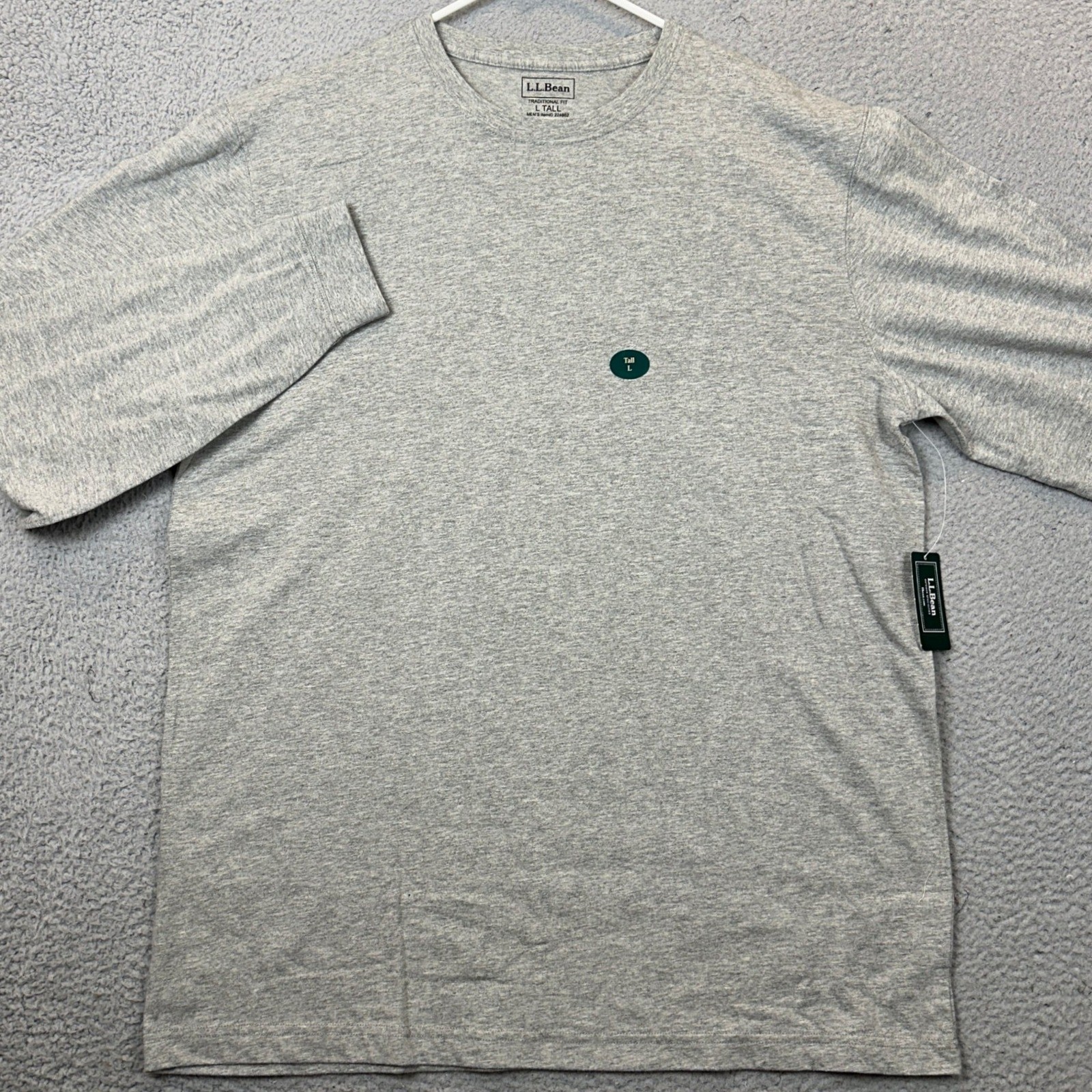 NEW L.L. Bean T-Shirt Men Large Tall Traditional Fit Grey Casual Long Sleeve Tee