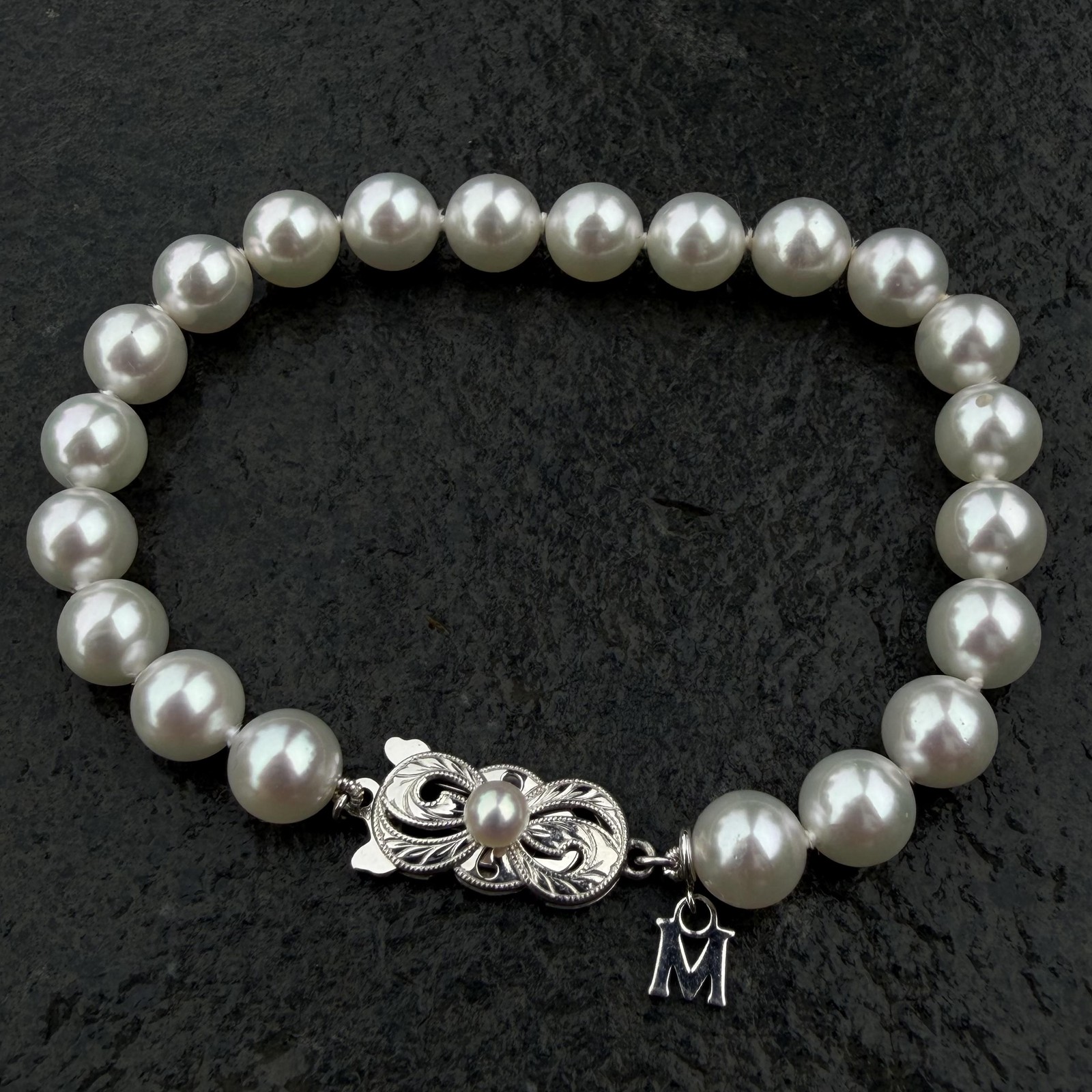 Mikimoto Akoya Pearl Bracelet 7-7.5mm 18k White Gold Clasp 7\