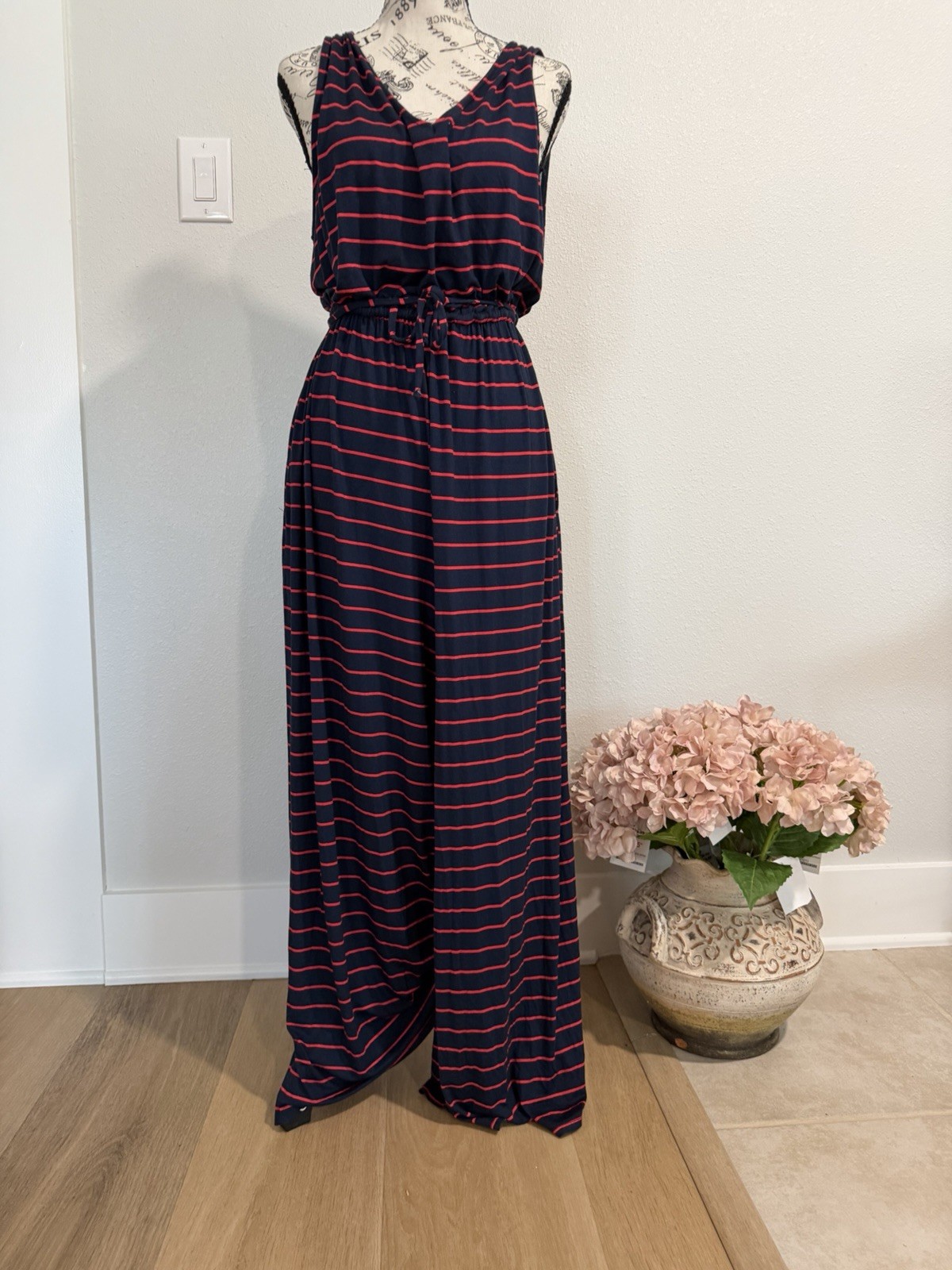 NWOT Maurice’s, Women’s Blue & Red Stripe Stretchy Jumpsuit Size XXLarge