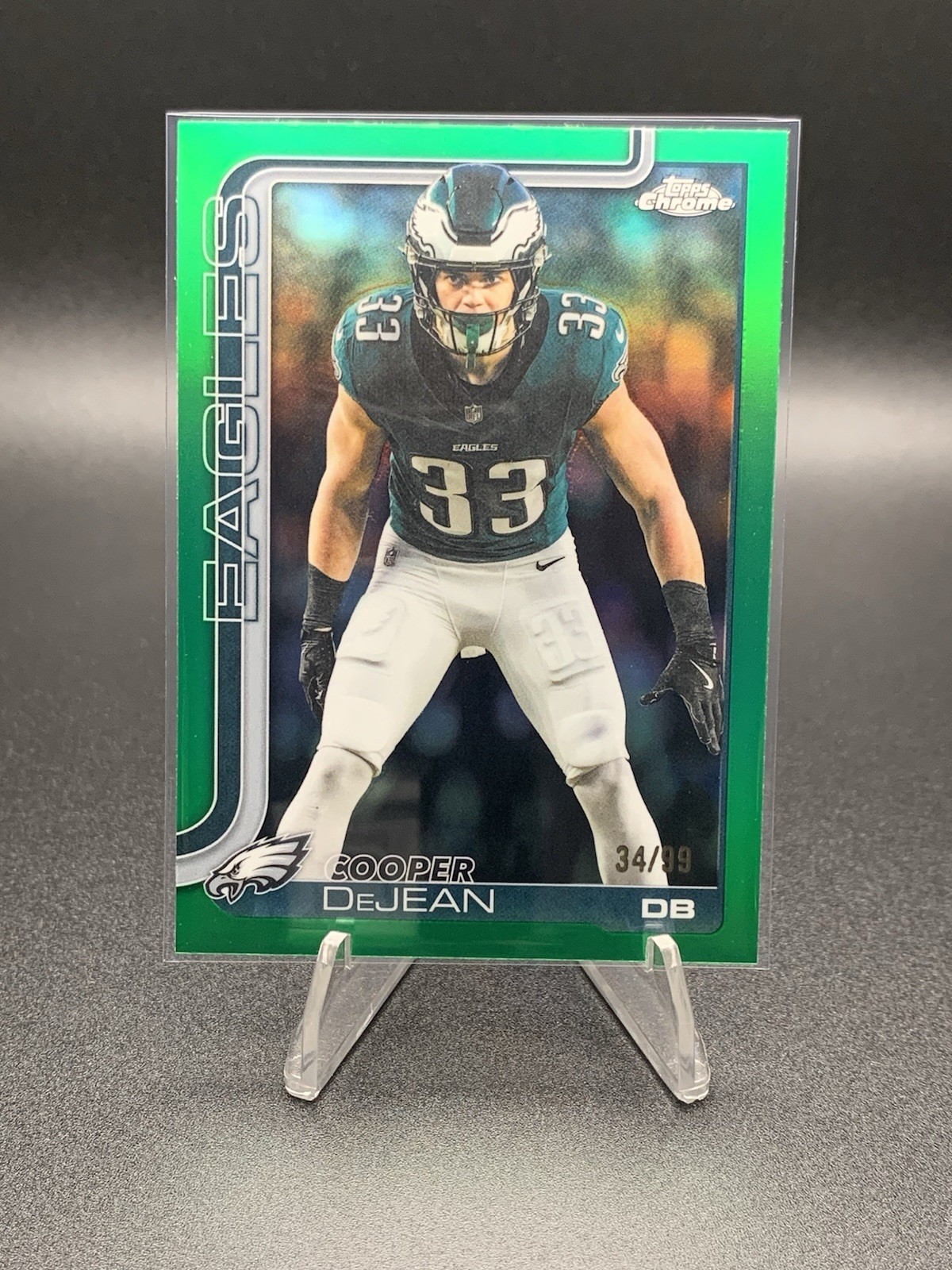 2025 Topps Chrome - Cooper DeJean Eagles True Green Refractor #252 /99