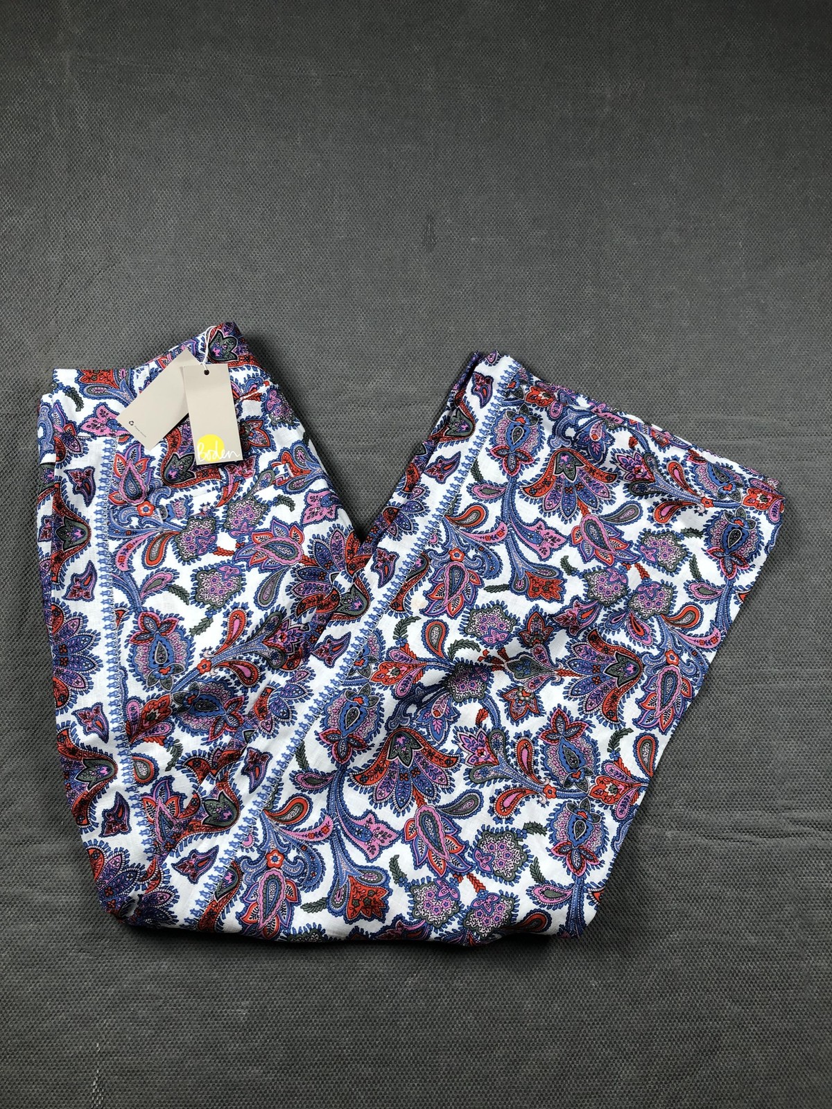 Boden Dress Pants Womens 10R Multicolor Paisley Linen Wide Leg Casual NWT R0131