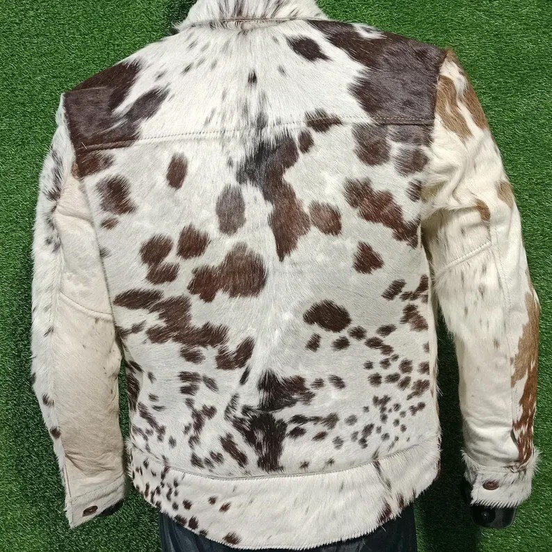 New Men\'s cowhide leather jacket Natural Hairy Skin Leather Jacket Original