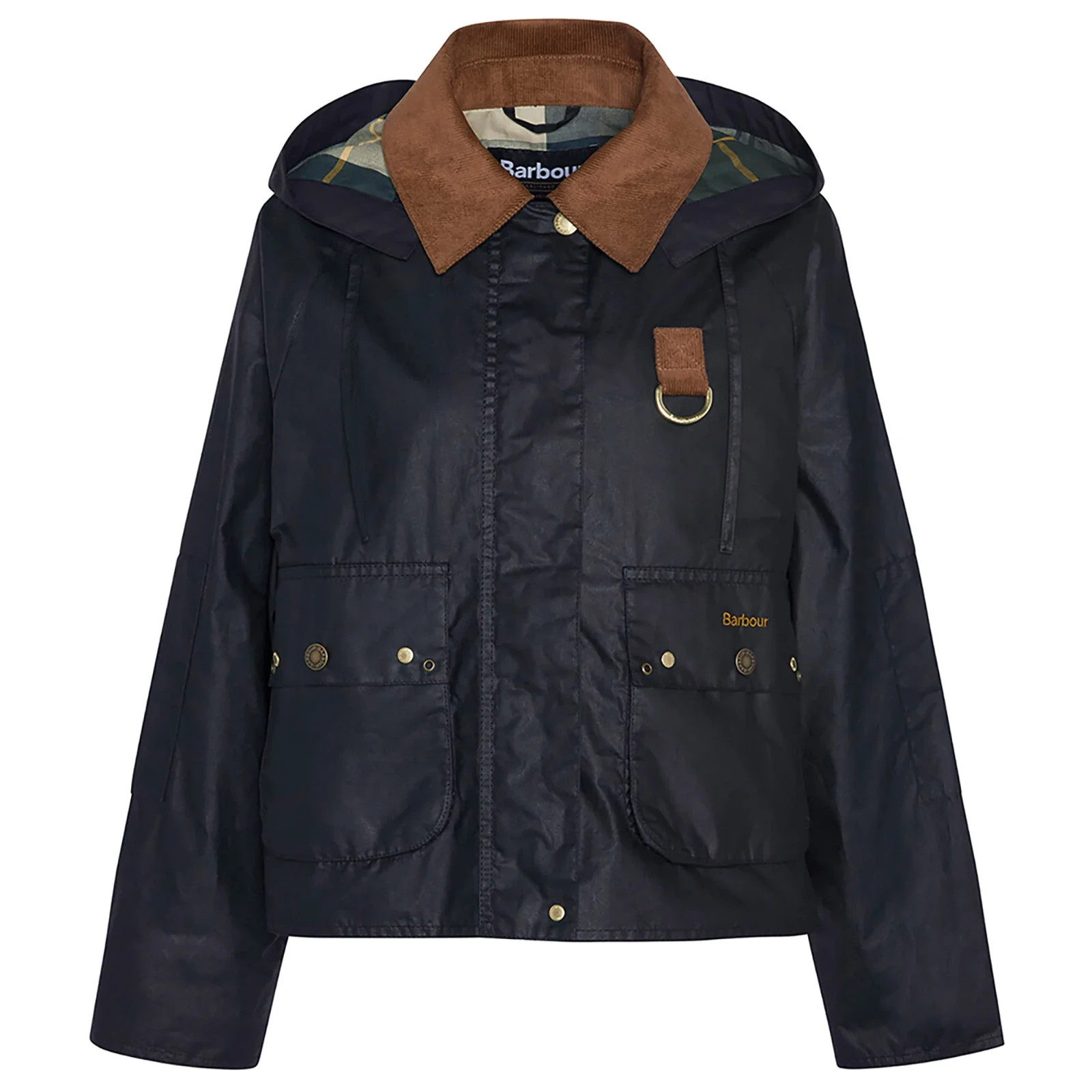 NEW, BARBOUR Women\'s Erma Wax Jacket in Black/Ancient Tartan SZ 6  #WAX351