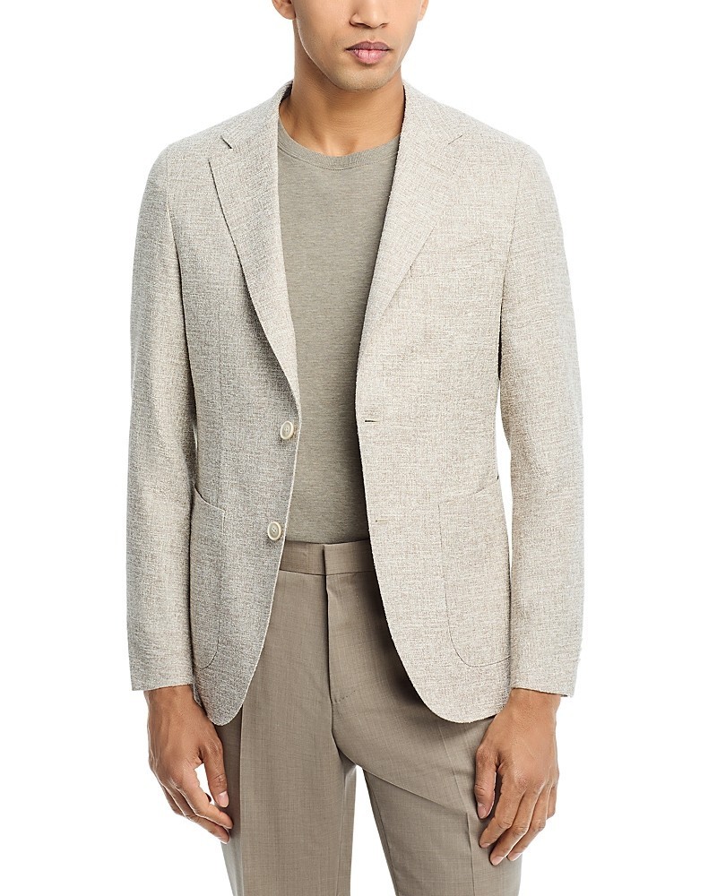  BOSS Camel Wool Blend Heston Slim Fit Blazer Men\'s 44R Light Beige Long Sleeves