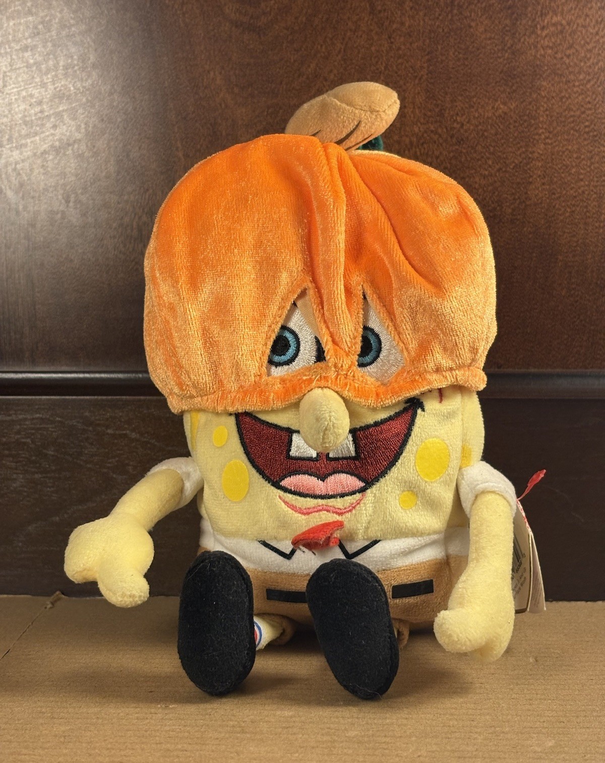 2004 Tag Nickelodeon SpongeBob SquarePants PumpkinMask Ty Beanie Baby HALLOWEEN
