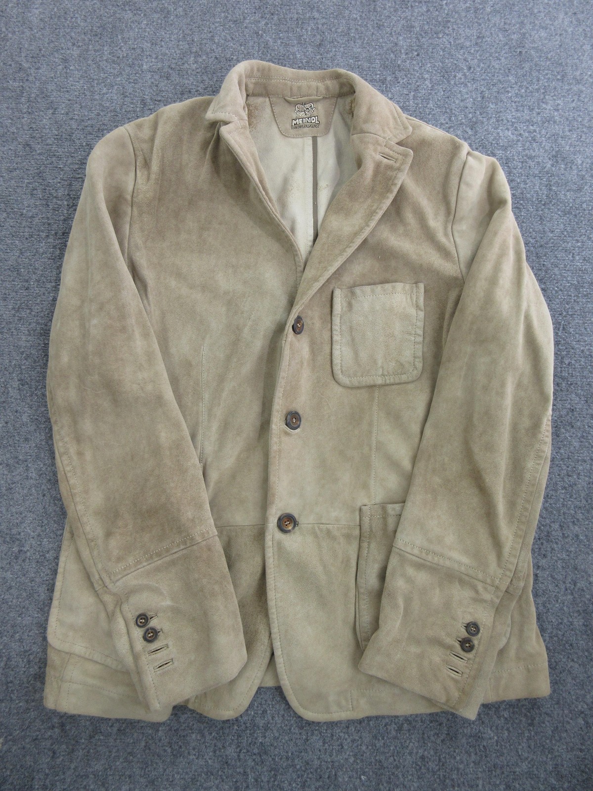 Meindl Sport Coat Mens 56 Beige Suede Leather 3 Button Casual Blazer Jacket