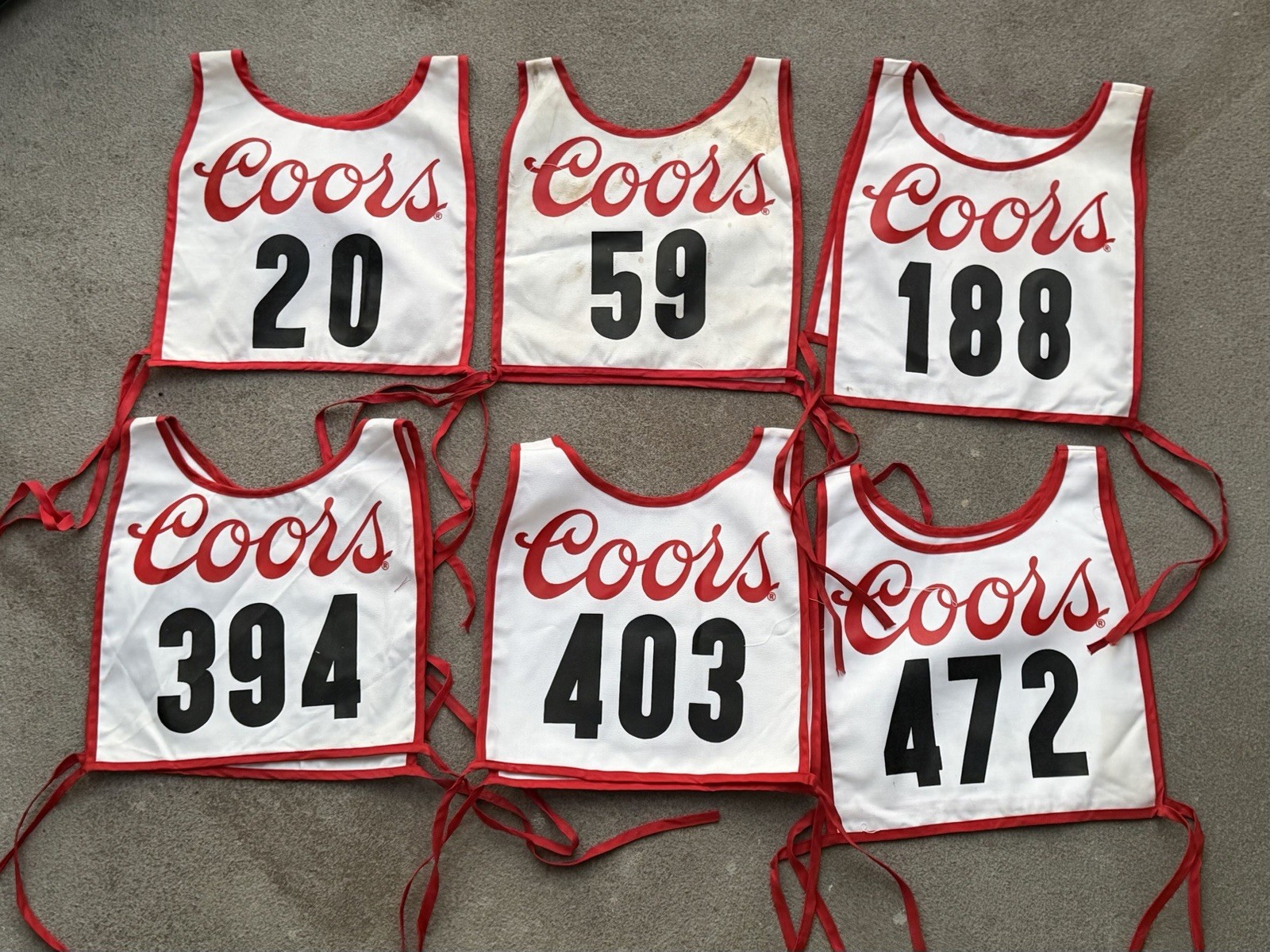 Vintage Coors Banquet Beer Race Bibs Lot Of 6 Racing Cloth Ski 80s 59