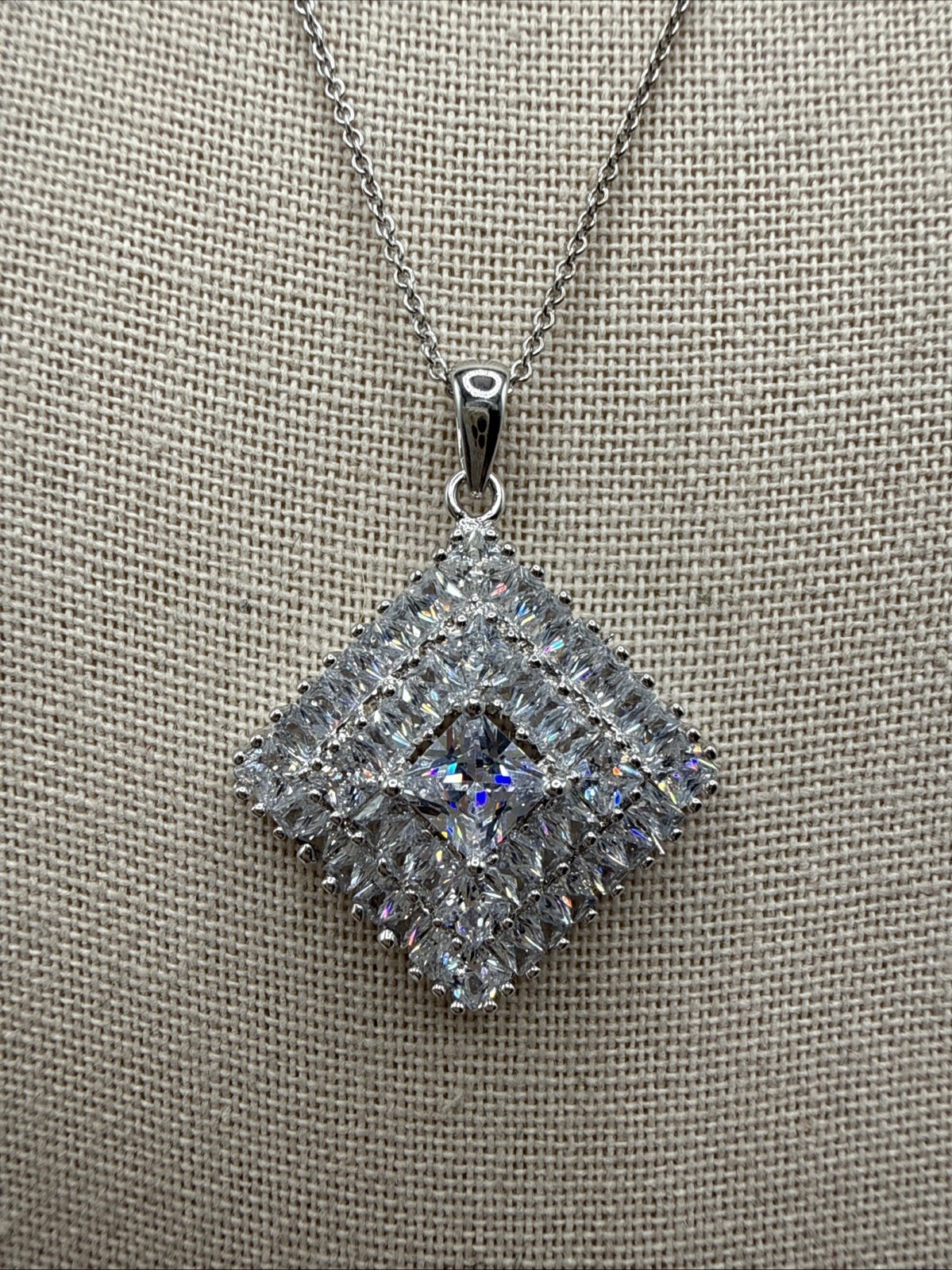 JTV Bella Luce Diamond Simulant Sterling Silver Necklace 18-20”