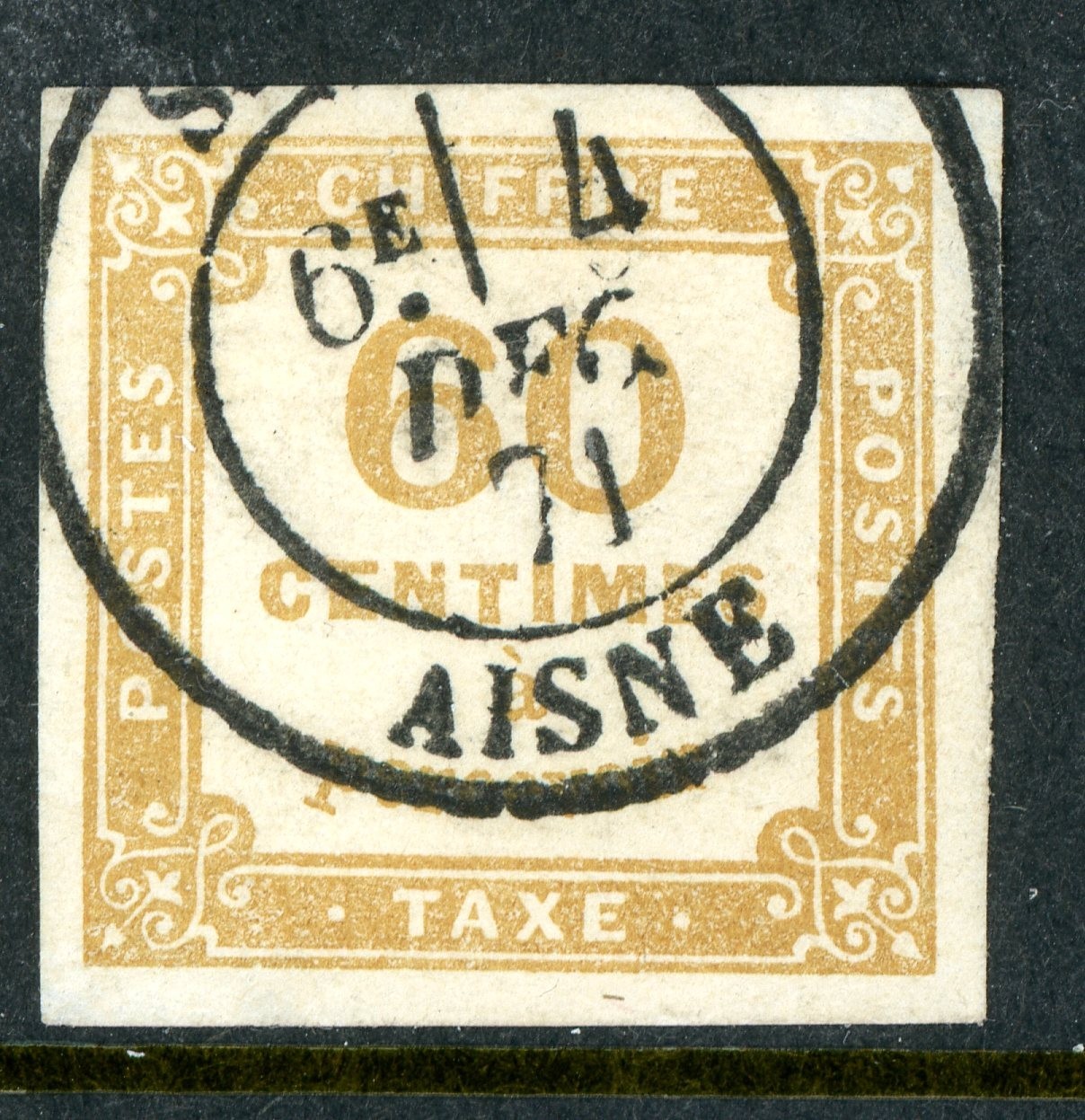 France 1871 Postage Due   60¢ Bister Scott #J9  $1080 VFU A187
