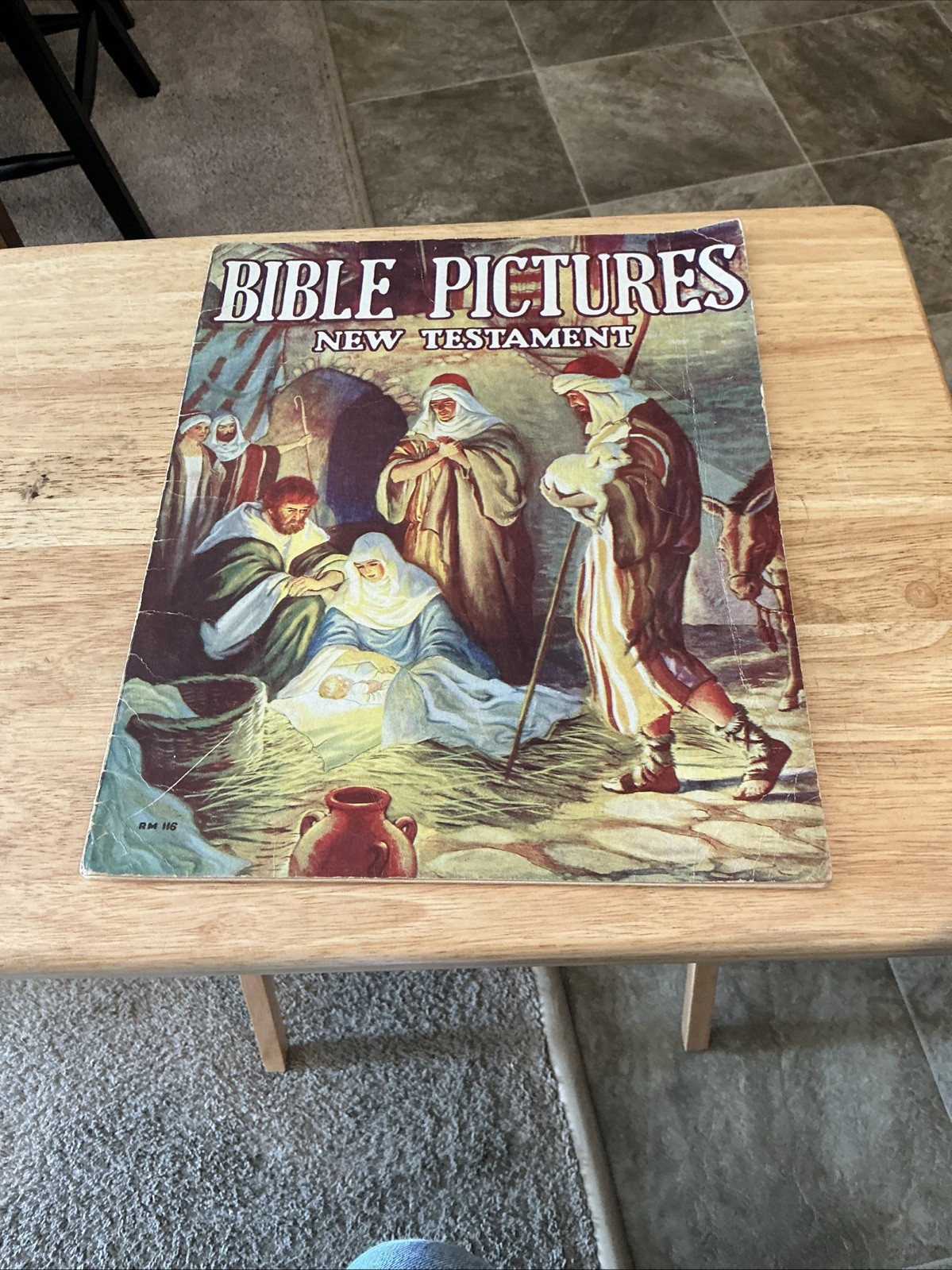 Vintage 1933 Bible Pictures New Testament w/Verses From Bible 12 Pages 13x10”