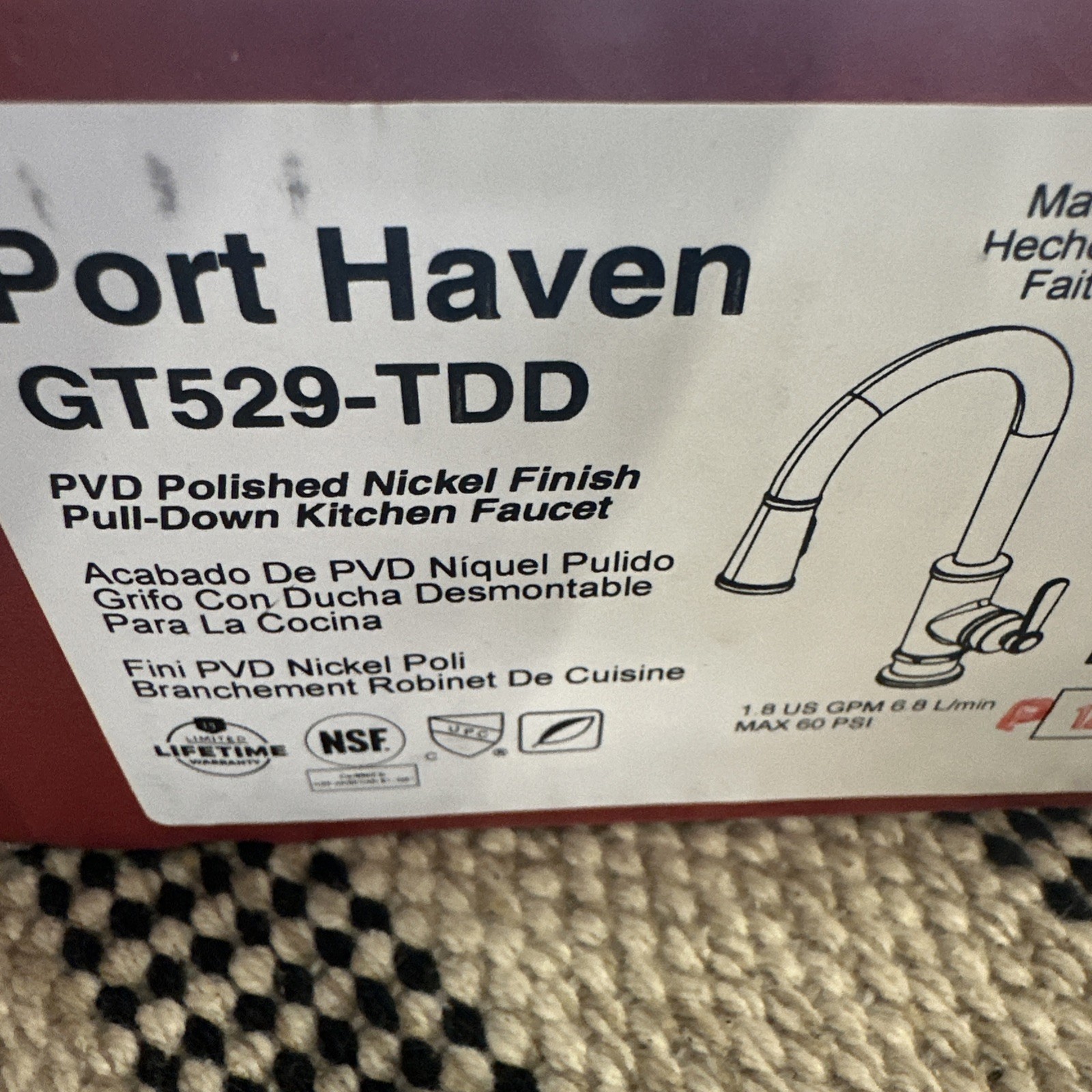 New Pfister Port Haven Single Hole Kitchen Faucet - GT529-TDD polished nickel