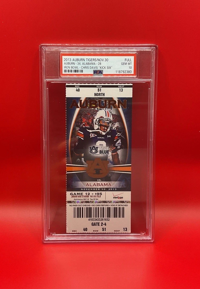 2013 Auburn vs Alabama Kick Six Ticket Stub PSA 10 GEM MINT | Iron Bowl 11/30/13