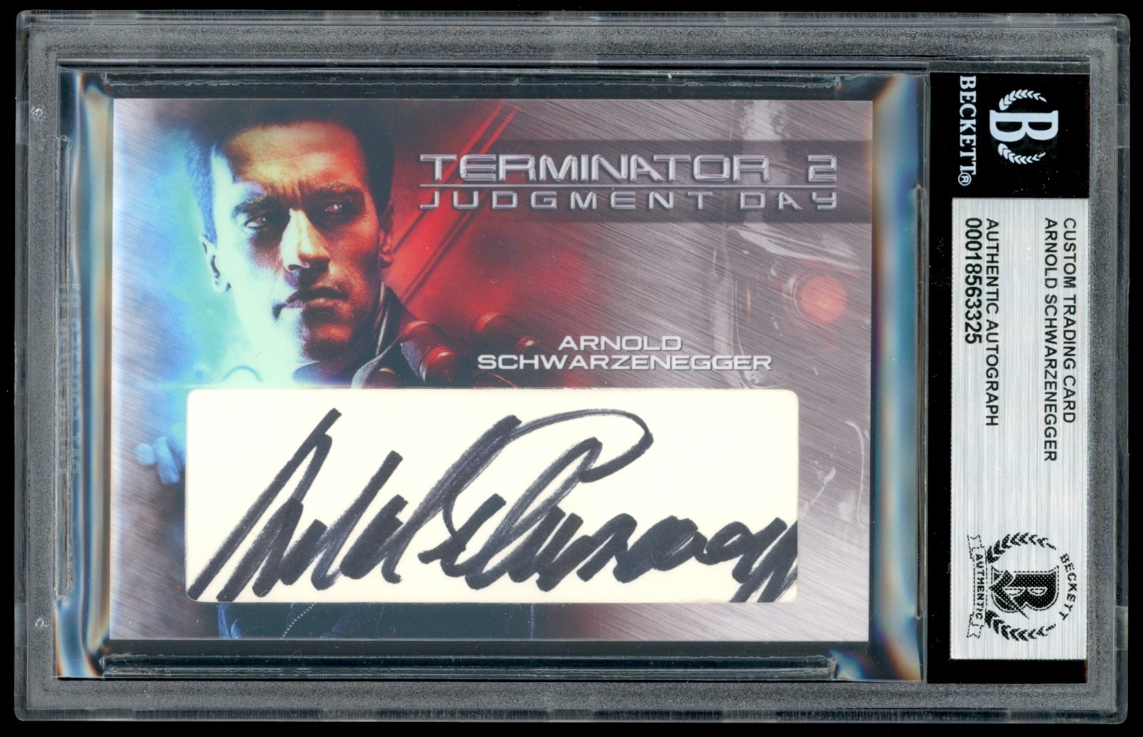 Arnold Schwarzenegger Signed Cut Auto Terminator 2 Custom Card BGS Auto SlabbedA Arnold Schwarzenegger Signed Cut Auto Terminator 2 Custom Card BGS Auto SlabbedA
