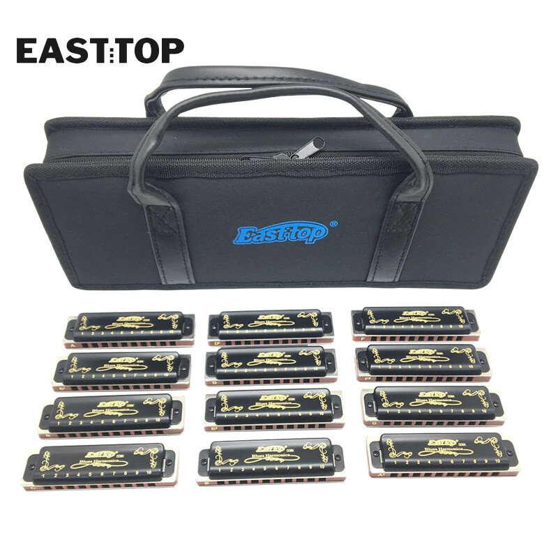 EASTTOP T008K-12 Diatonic Blues Harmonica Set Of 12 10Holes Harp Mouth Organ Set