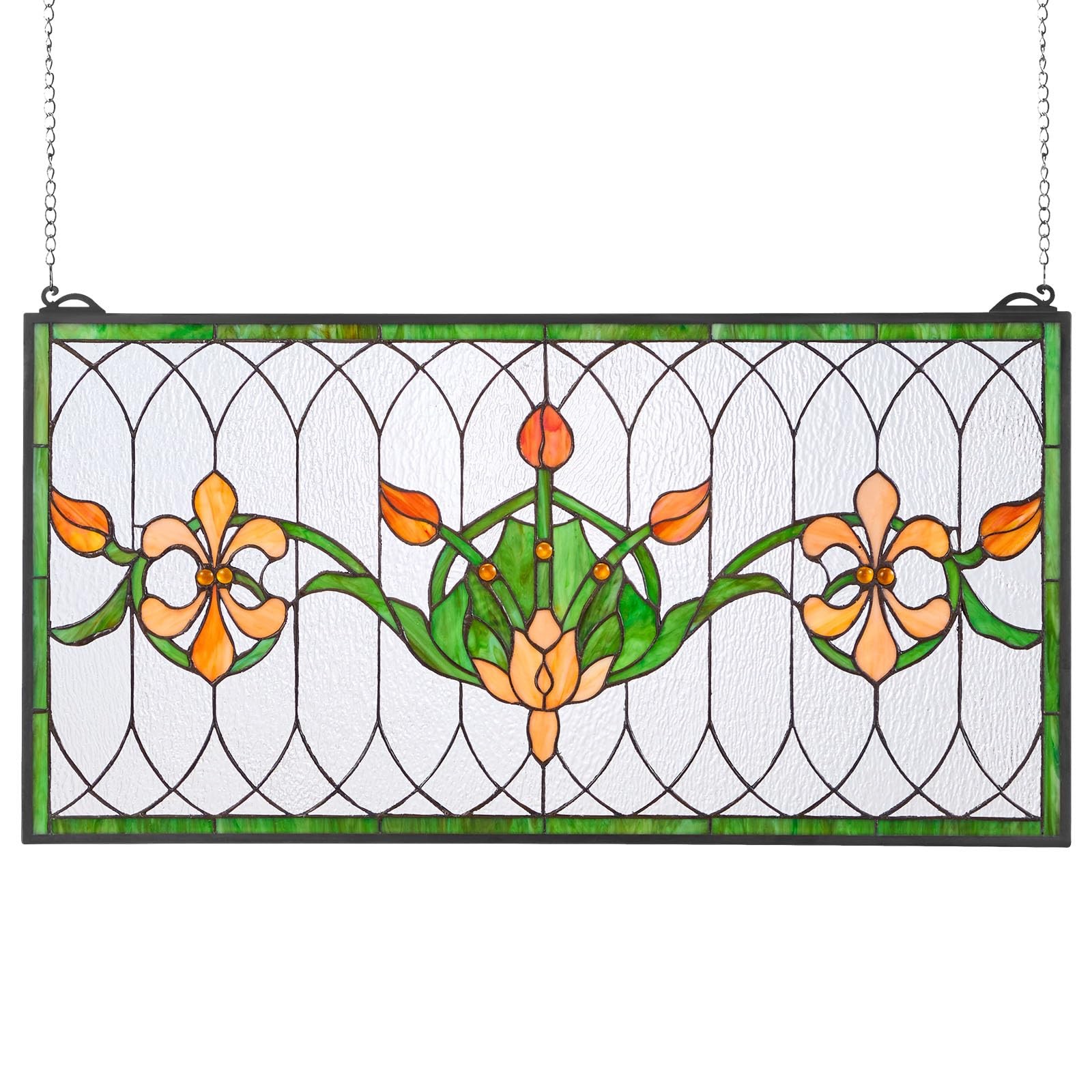 VEVOR Stained Glass Window Panel, 32 x 17 in, Tiffany 32 x 17 Multicolor VEVOR Stained Glass Window Panel, 32 x 17 in, Tiffany 32 x 17 Multicolor