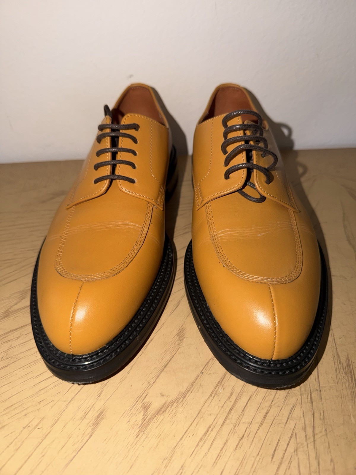 J.M. Weston Men\'s Brown Leather Lace-Up Derby Dress Shoes Round Toe US 6 D